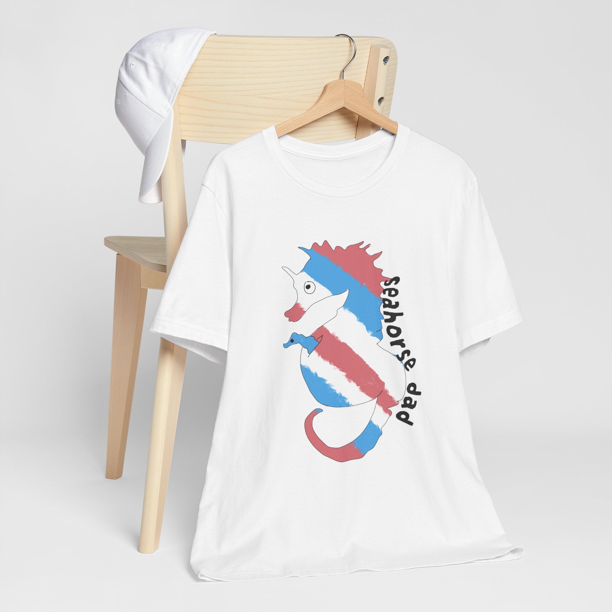 Seahorse Dad T‑Shirt —trans pride Seahorse Father's Day Tee