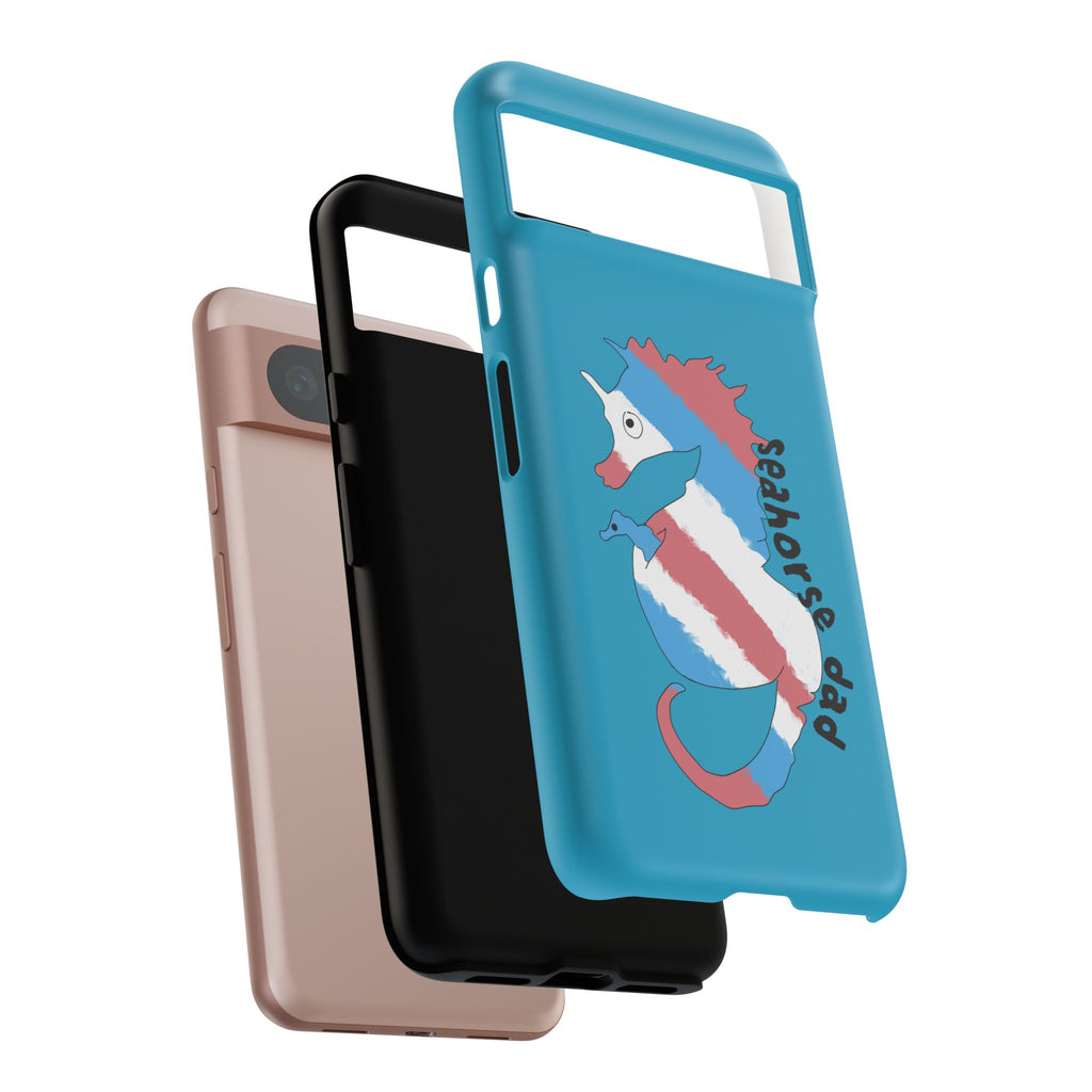 Seahorse Dad Phone Case — Blue Trans Pride Seahorse Protective Cover