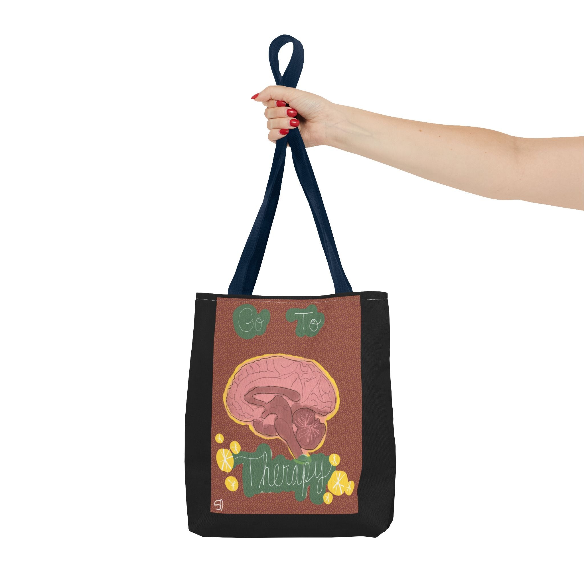 Brain Therapy Tote Bag — 'Go To Therapy' Mental Health Awareness Tote