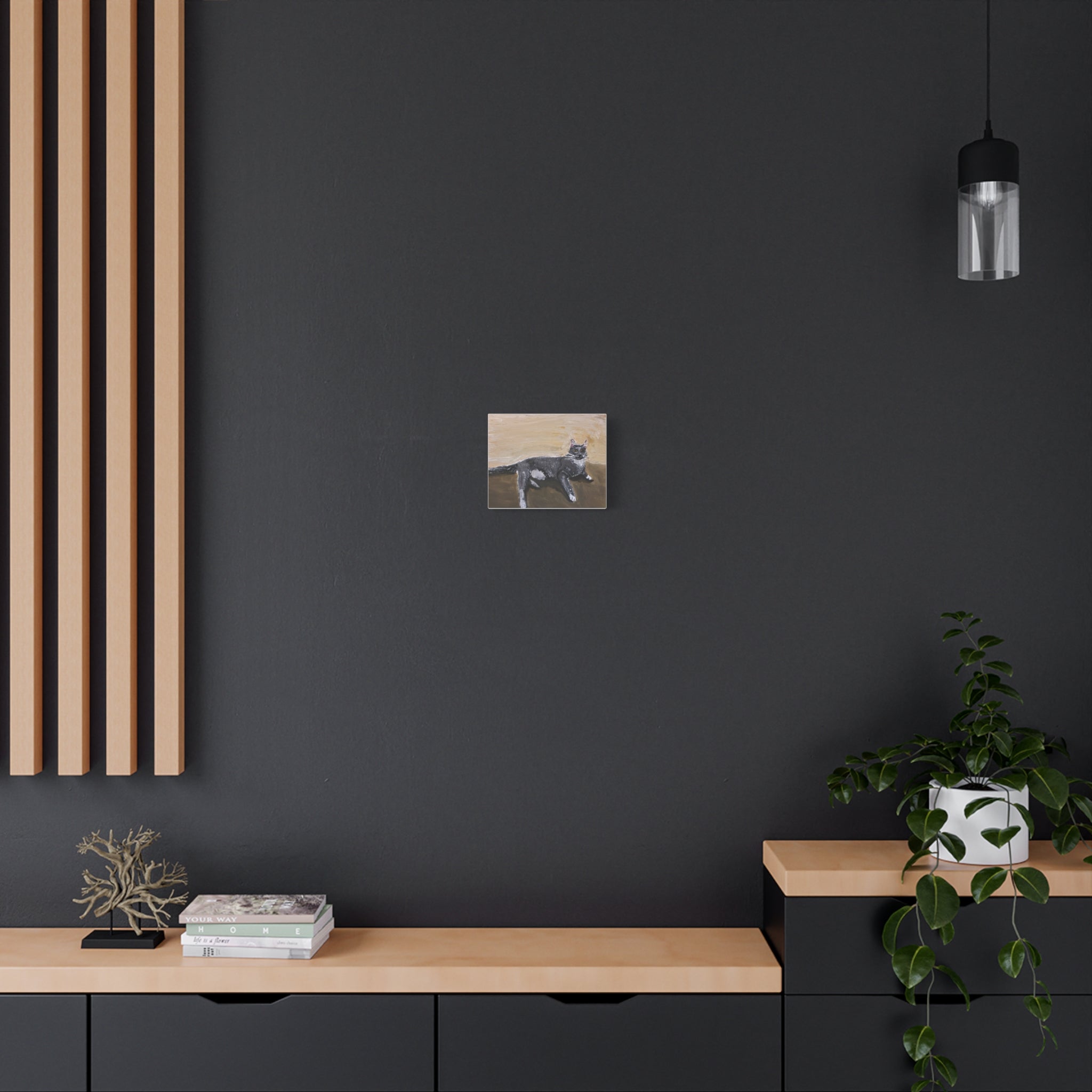 Grey Cat Painting Canvas Print — Matte Stretched Wall Art
