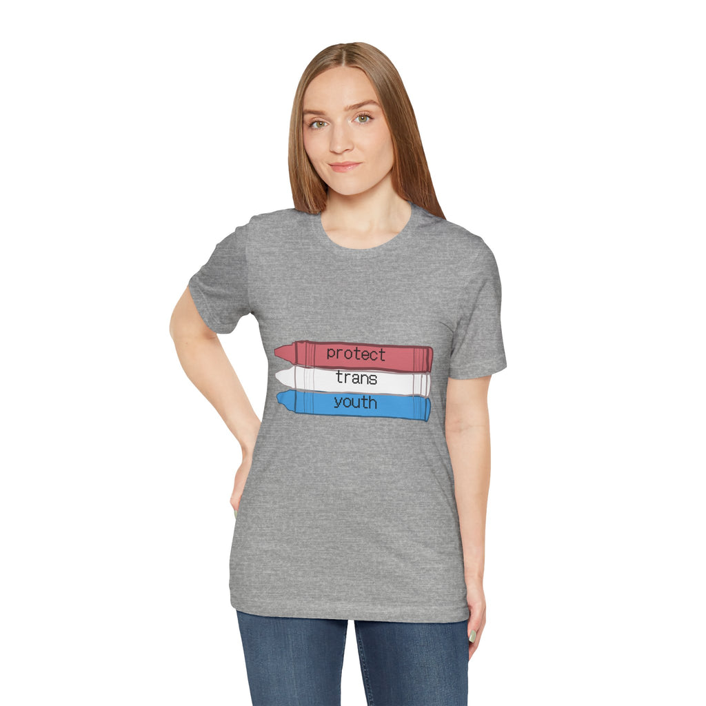 Protect Trans Youth T-Shirt — Transgender Pride Crayon Design