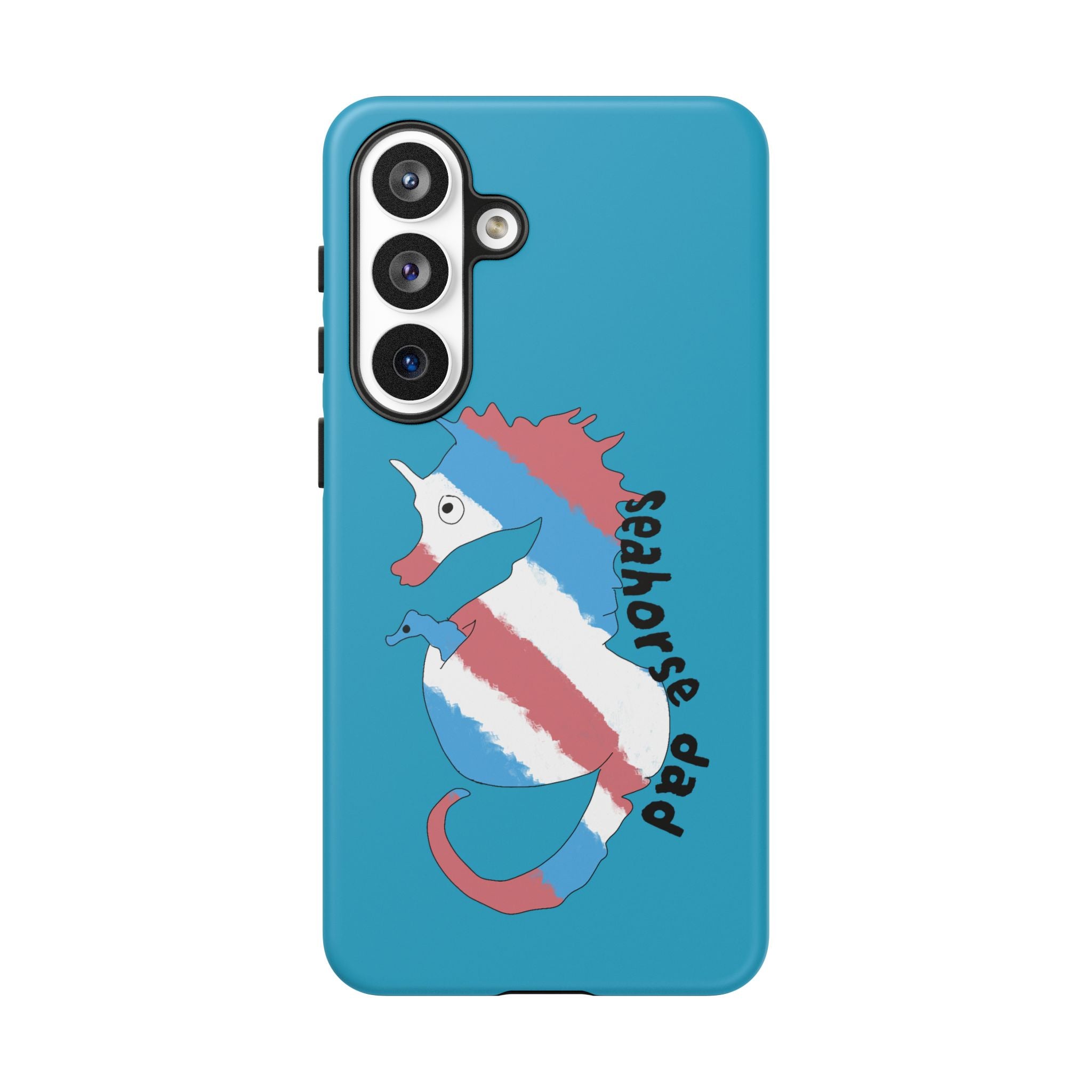 Seahorse Dad Phone Case — Blue Trans Pride Seahorse Protective Cover