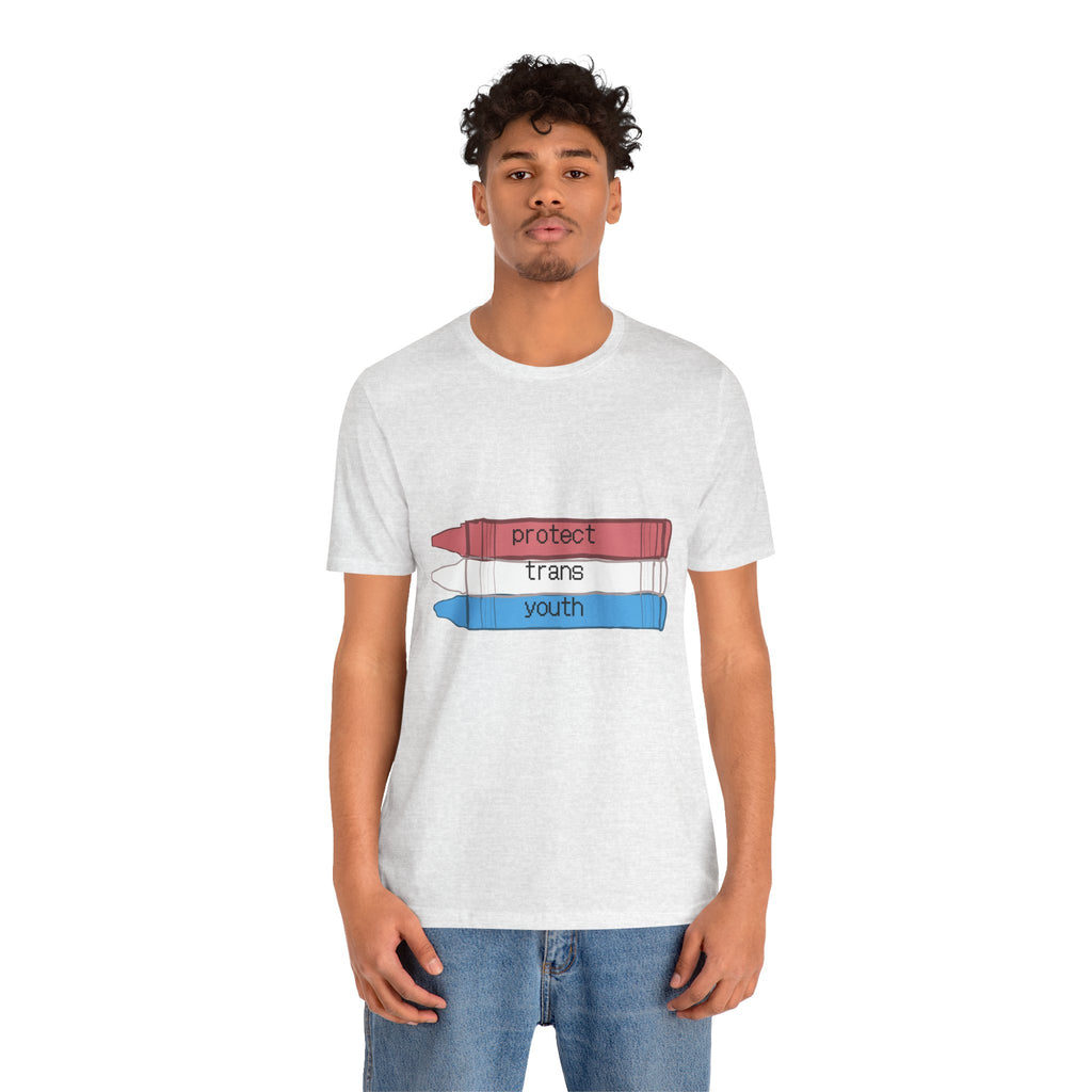 Protect Trans Youth T-Shirt — Transgender Pride Crayon Design