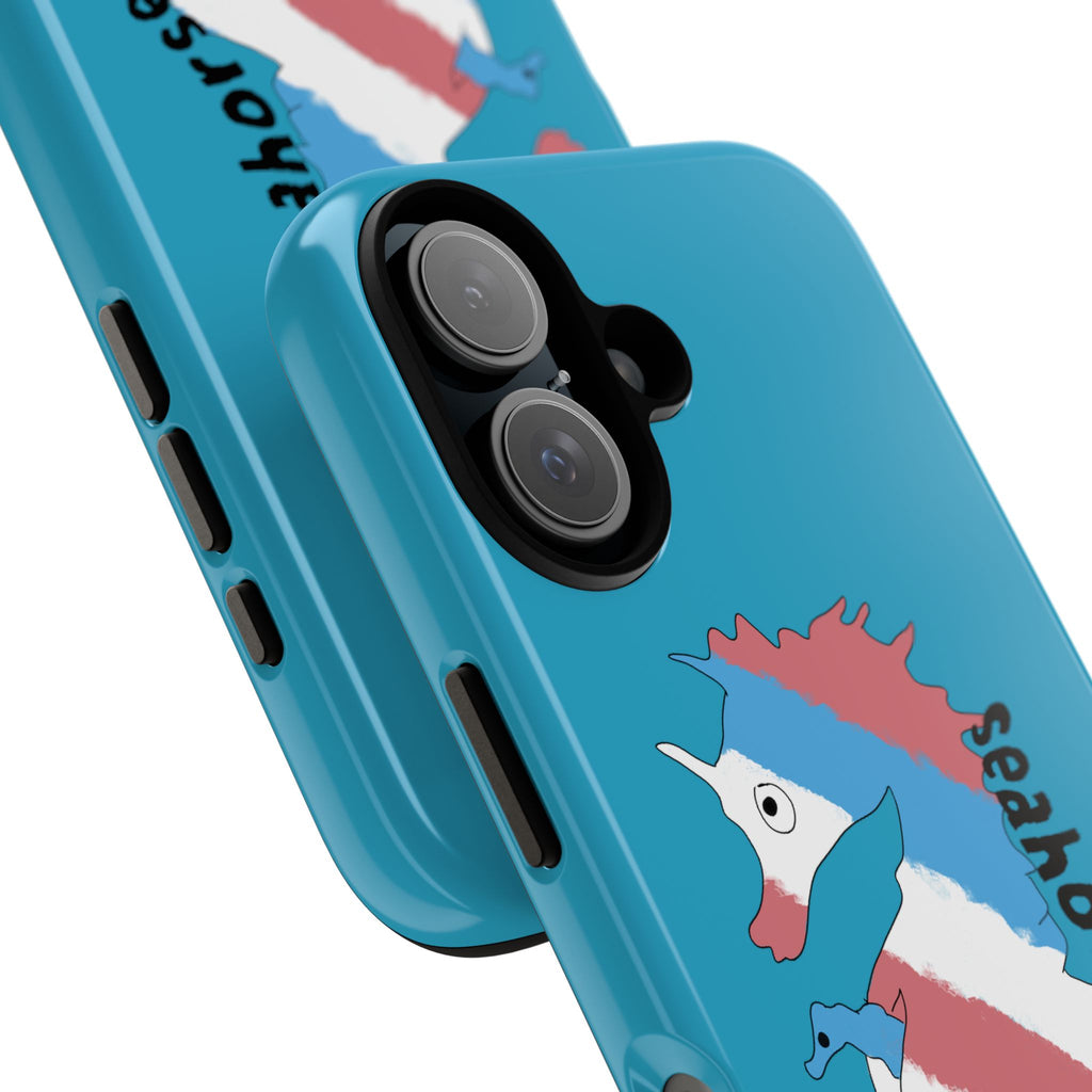 Seahorse Dad Phone Case — Blue Trans Pride Seahorse Protective Cover