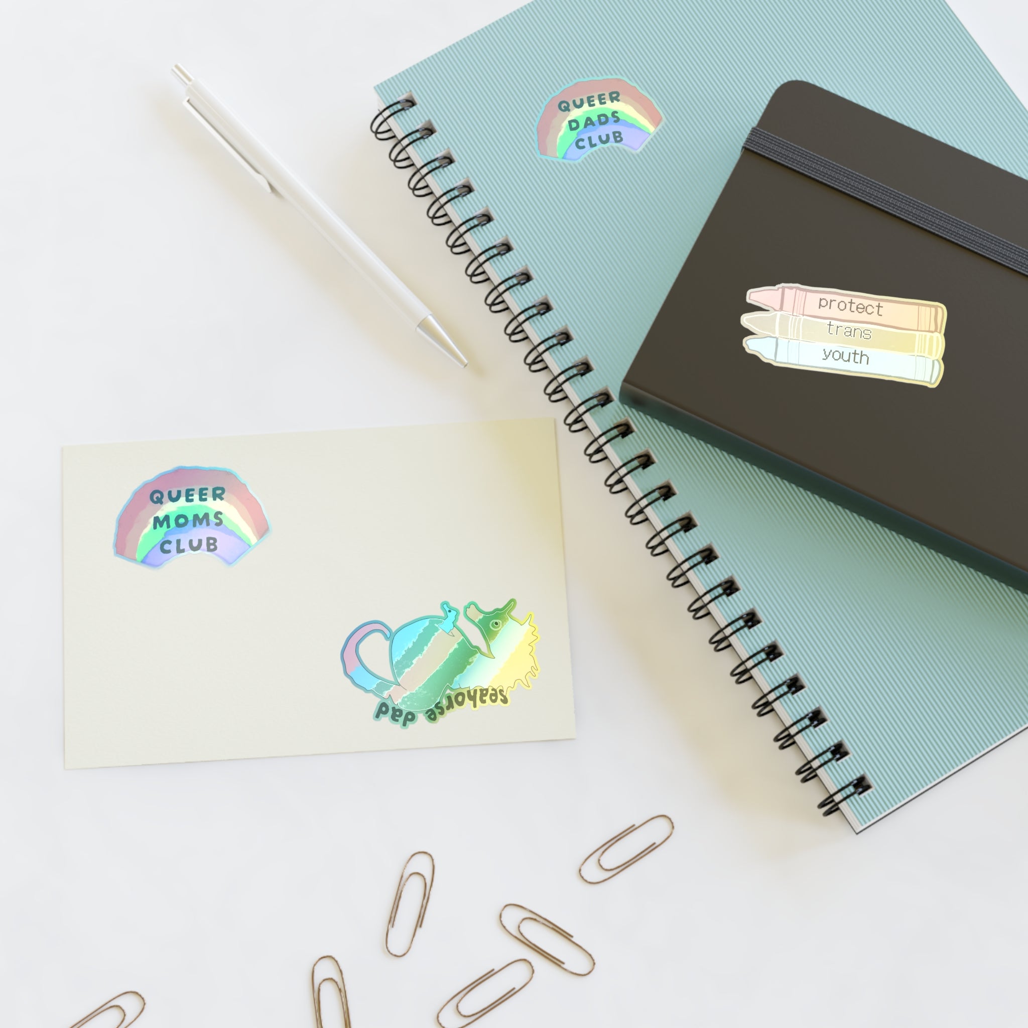 Trans Pride Sticker Sheet — Queer Moms & Dads Club, Protect Trans Youth Pack