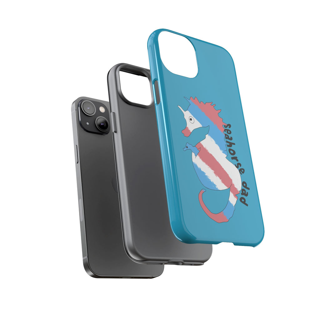 Seahorse Dad Phone Case — Blue Trans Pride Seahorse Protective Cover
