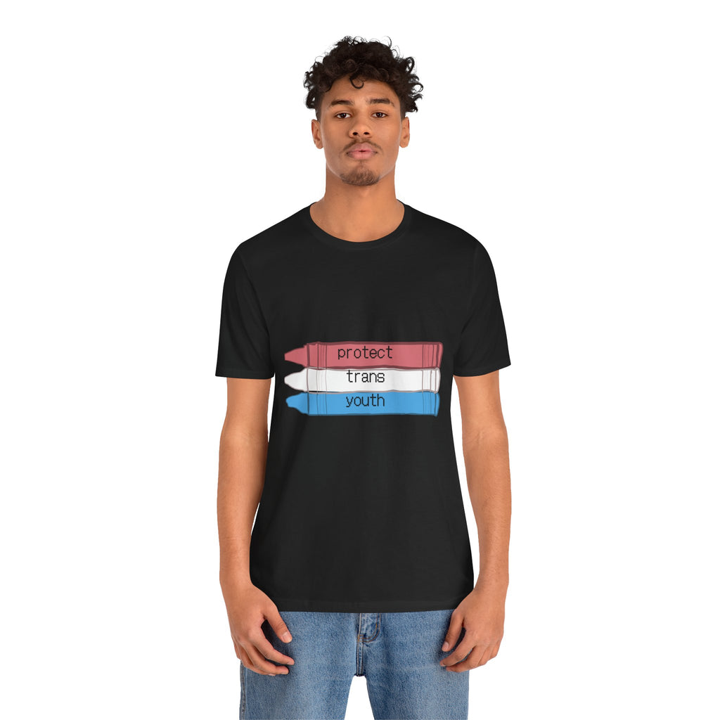Protect Trans Youth T-Shirt — Transgender Pride Crayon Design