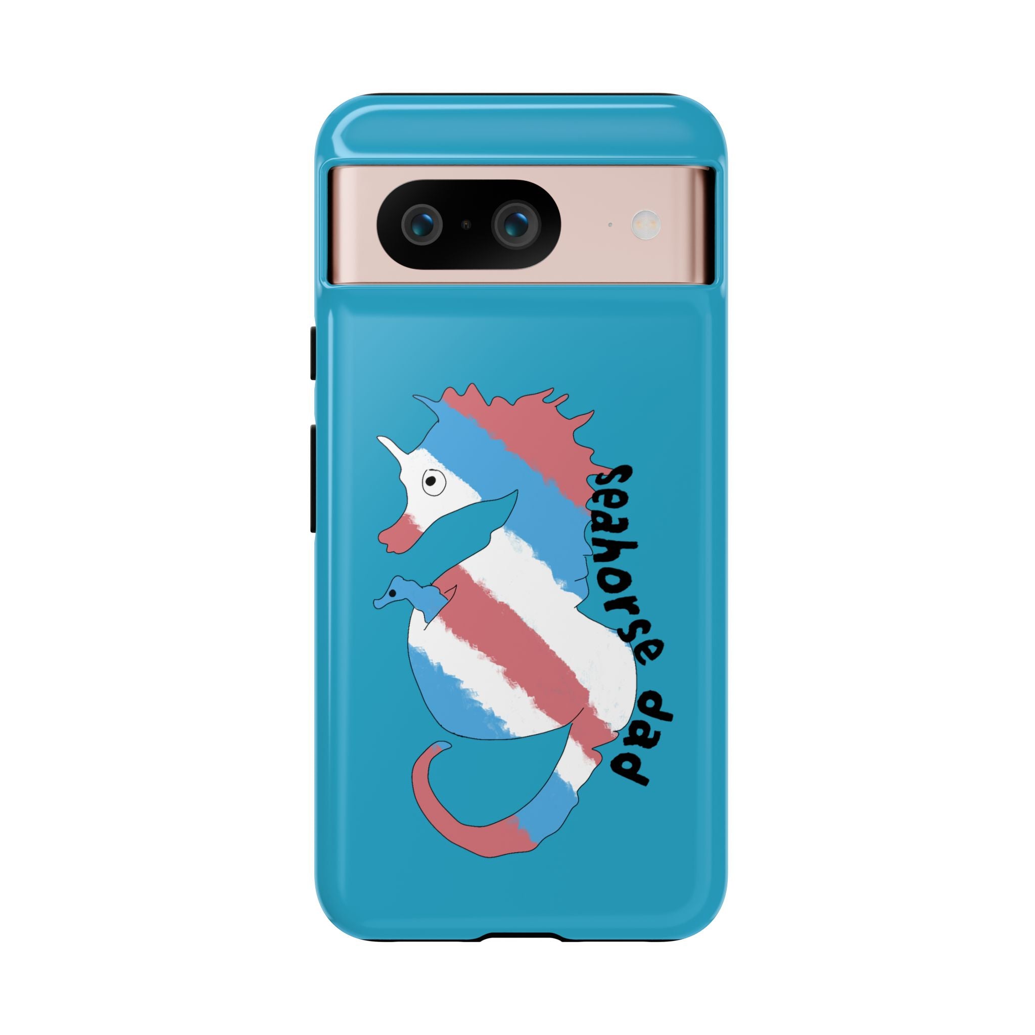 Seahorse Dad Phone Case — Blue Trans Pride Seahorse Protective Cover