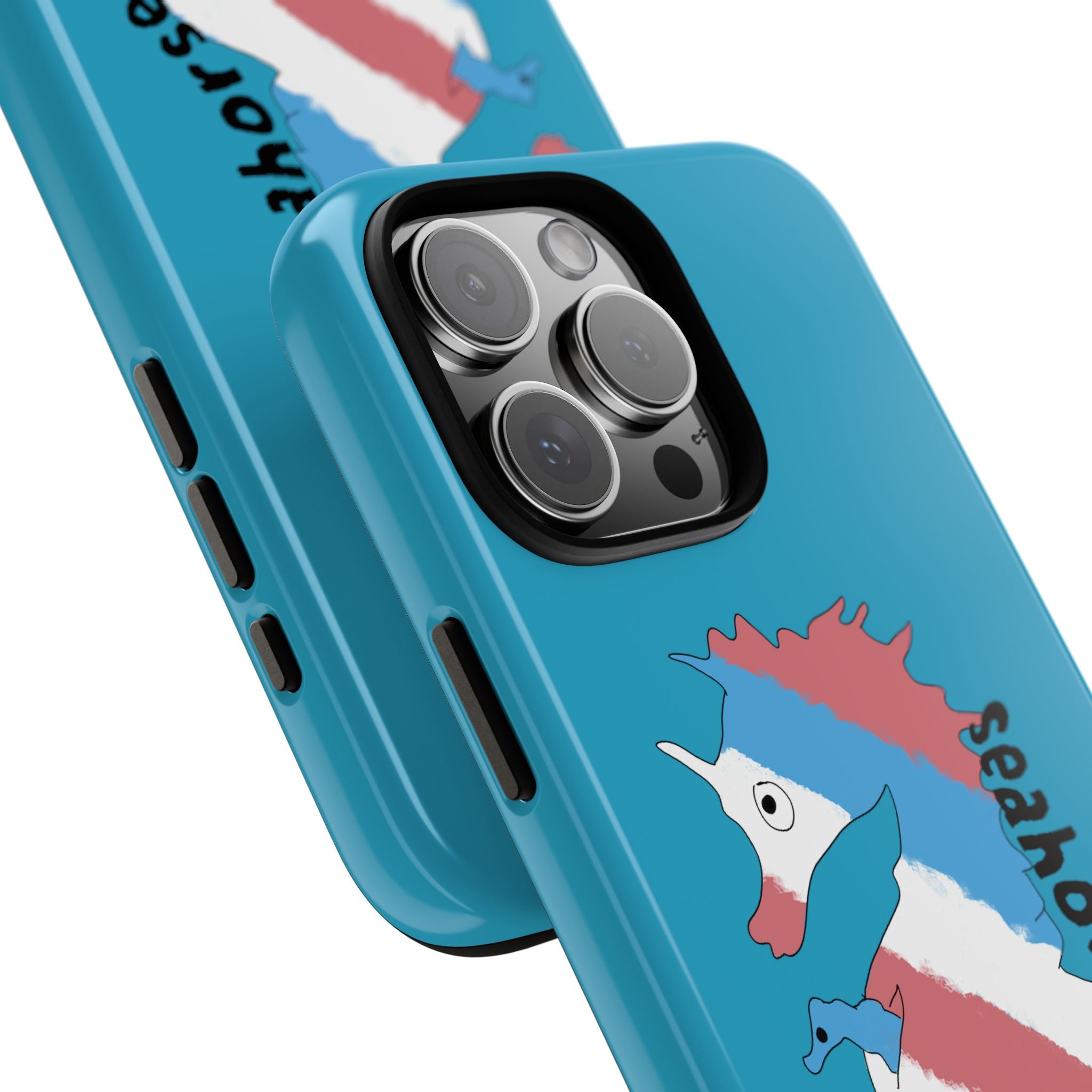Seahorse Dad Phone Case — Blue Trans Pride Seahorse Protective Cover