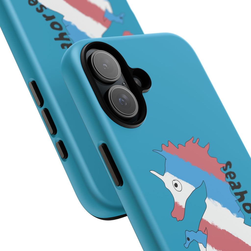 Seahorse Dad Phone Case — Blue Trans Pride Seahorse Protective Cover