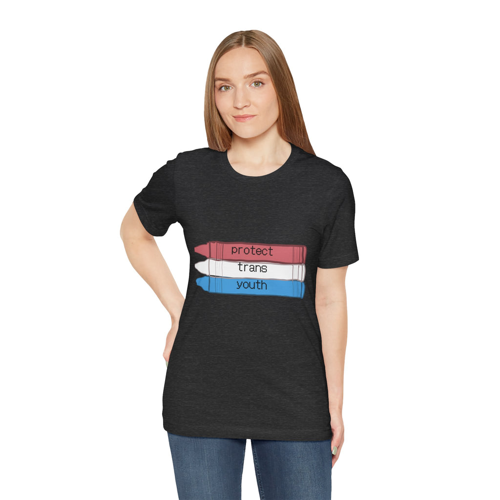 Protect Trans Youth T-Shirt — Transgender Pride Crayon Design