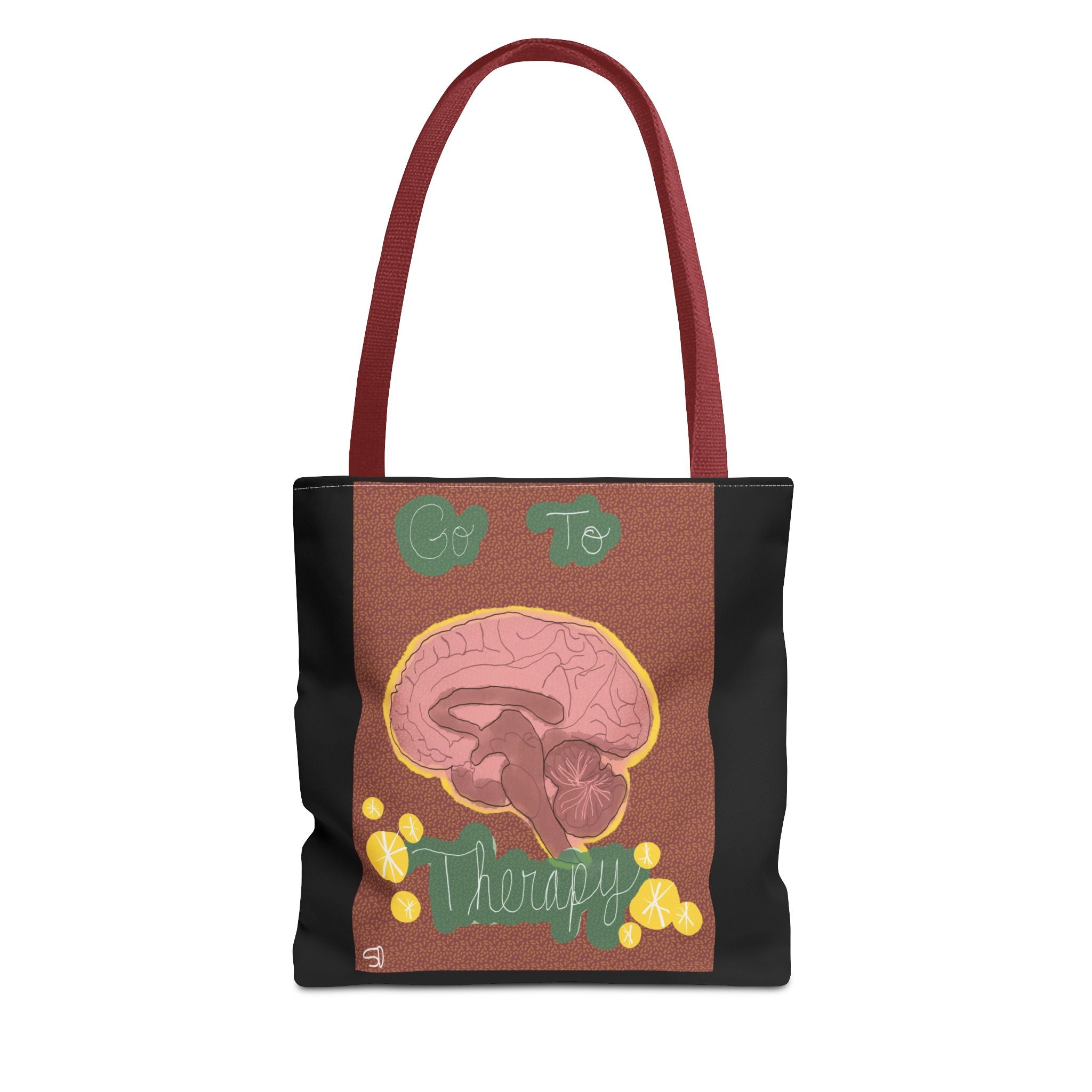 Brain Therapy Tote Bag — 'Go To Therapy' Mental Health Awareness Tote