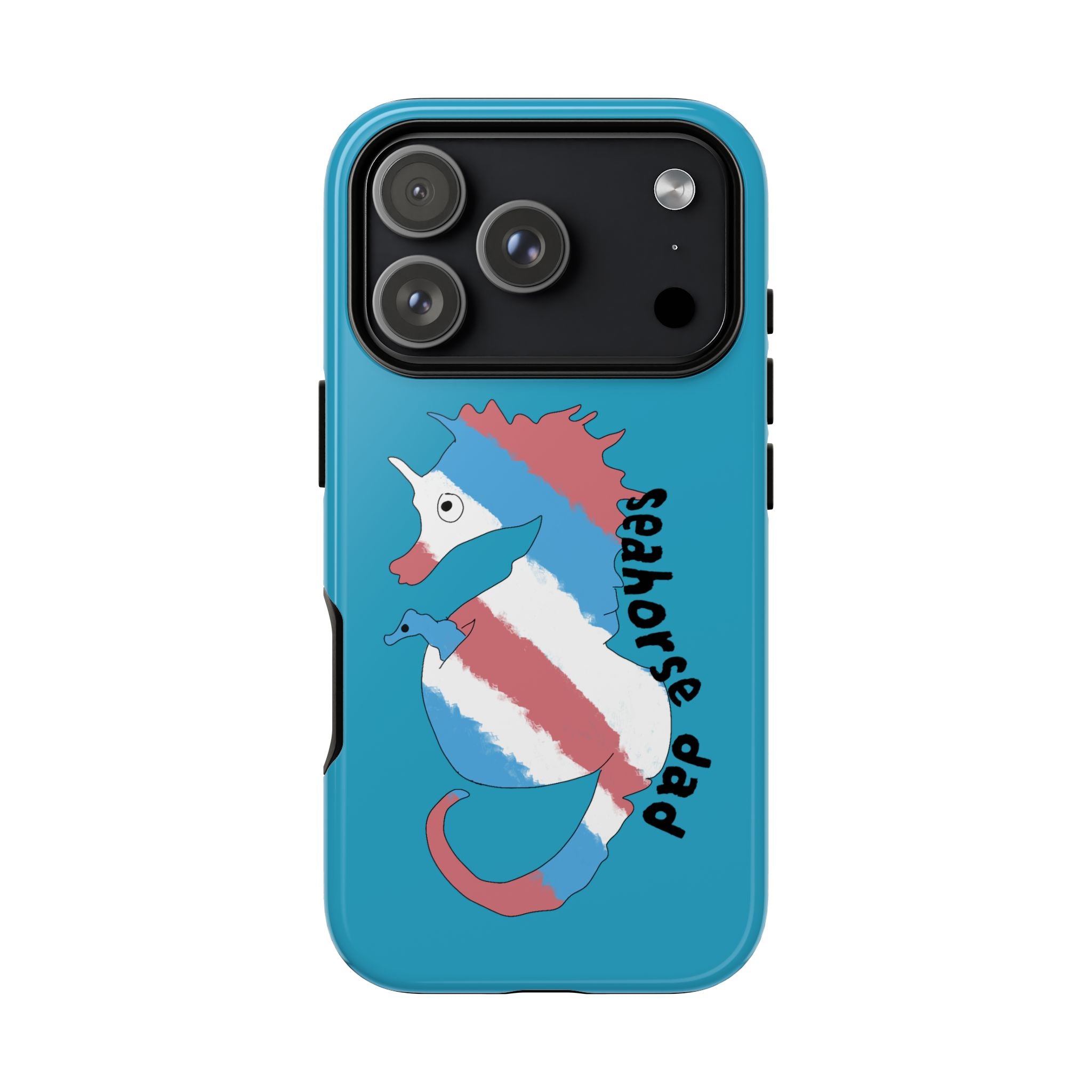 Seahorse Dad Phone Case — Blue Trans Pride Seahorse Protective Cover