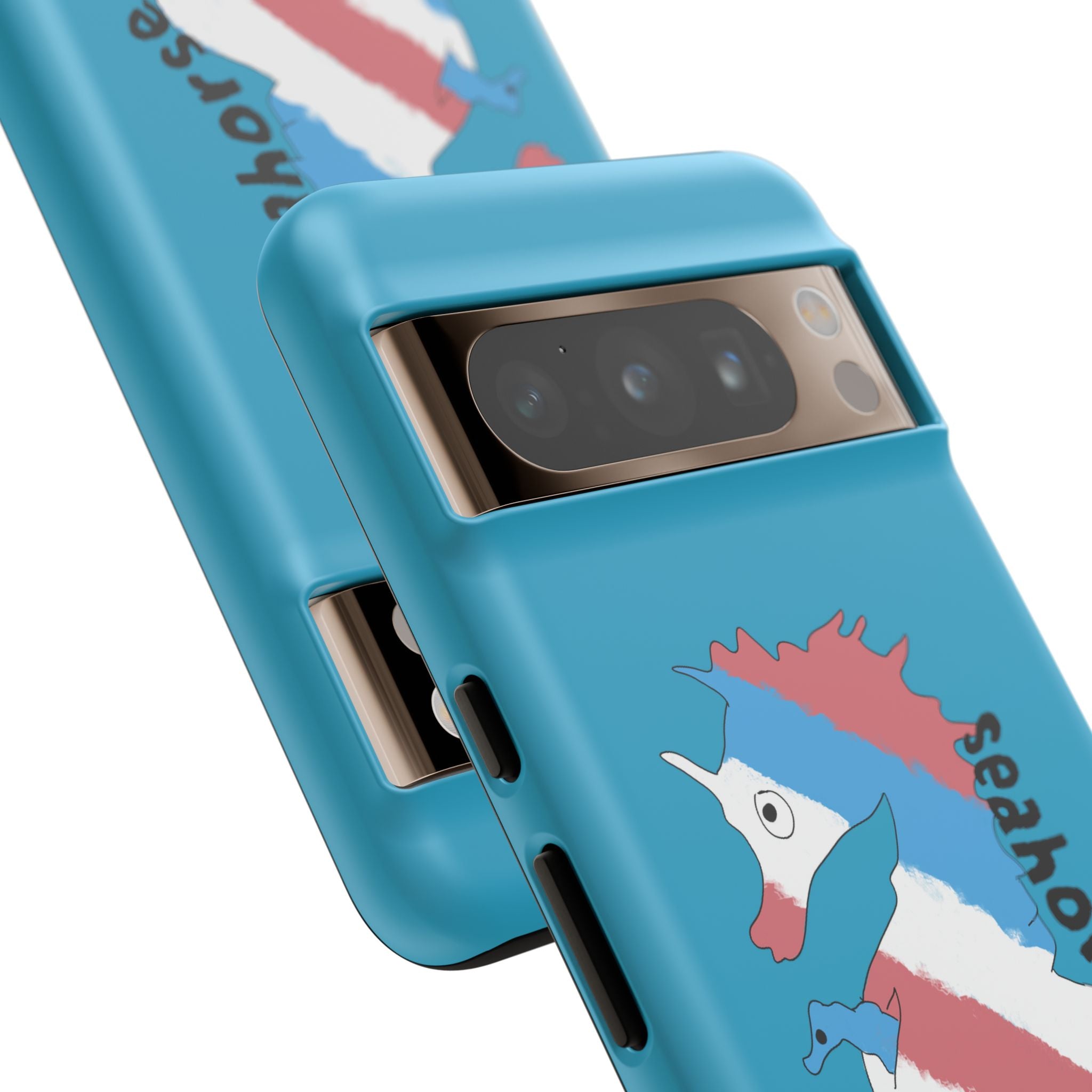Seahorse Dad Phone Case — Blue Trans Pride Seahorse Protective Cover