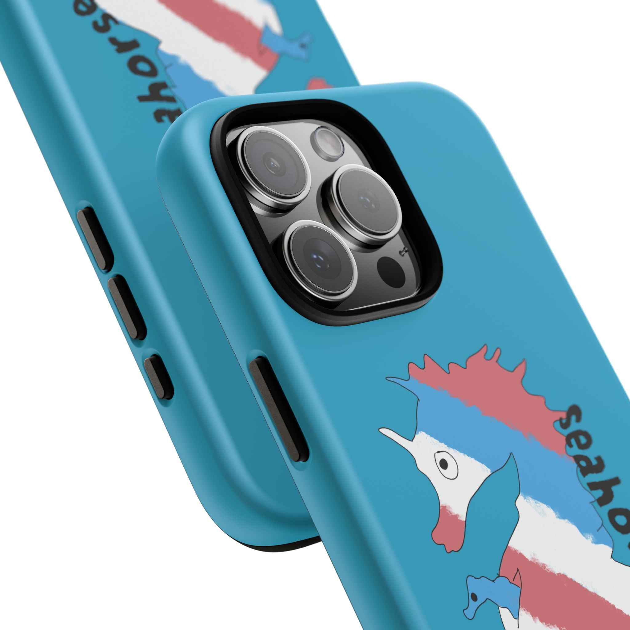 Seahorse Dad Phone Case — Blue Trans Pride Seahorse Protective Cover