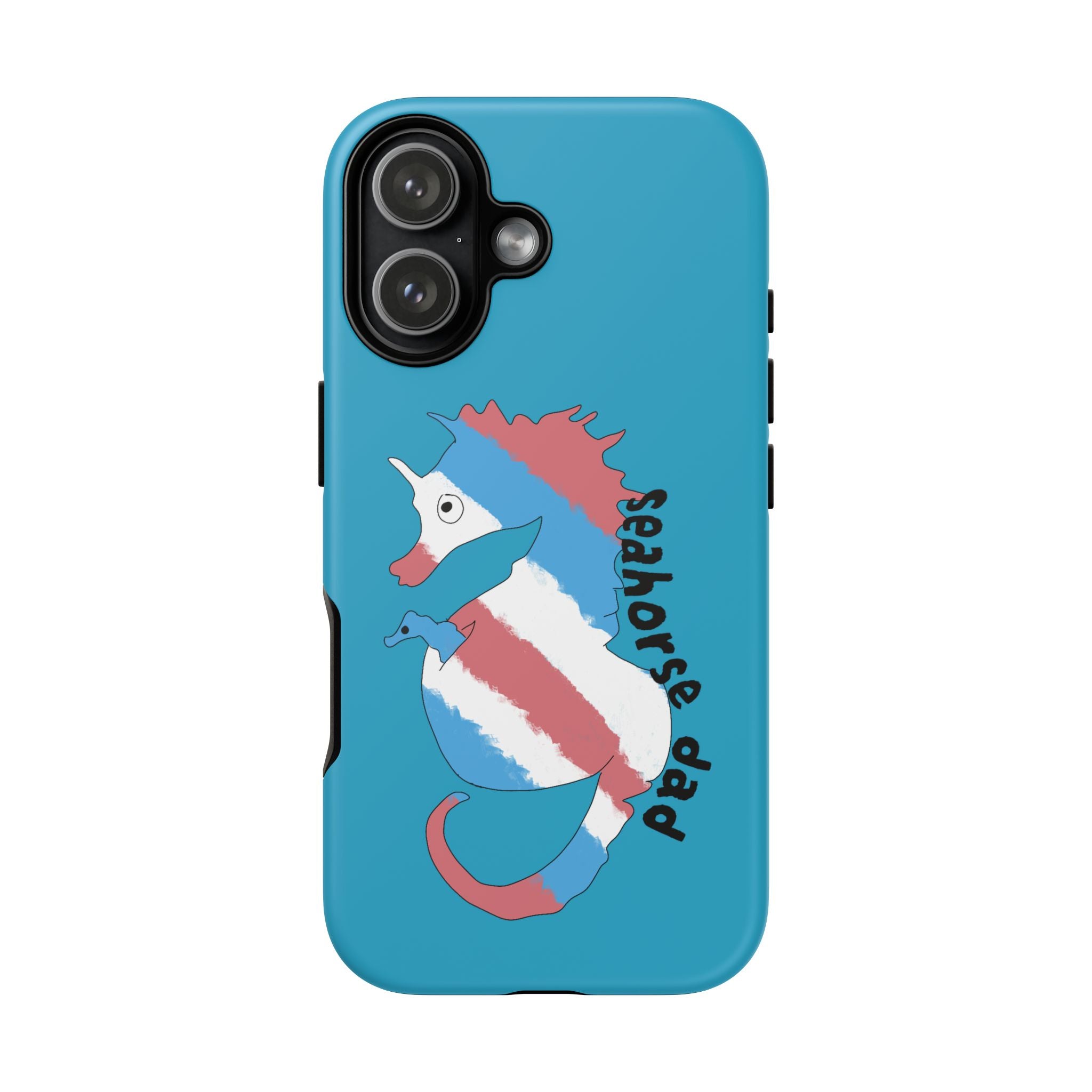 Seahorse Dad Phone Case — Blue Trans Pride Seahorse Protective Cover