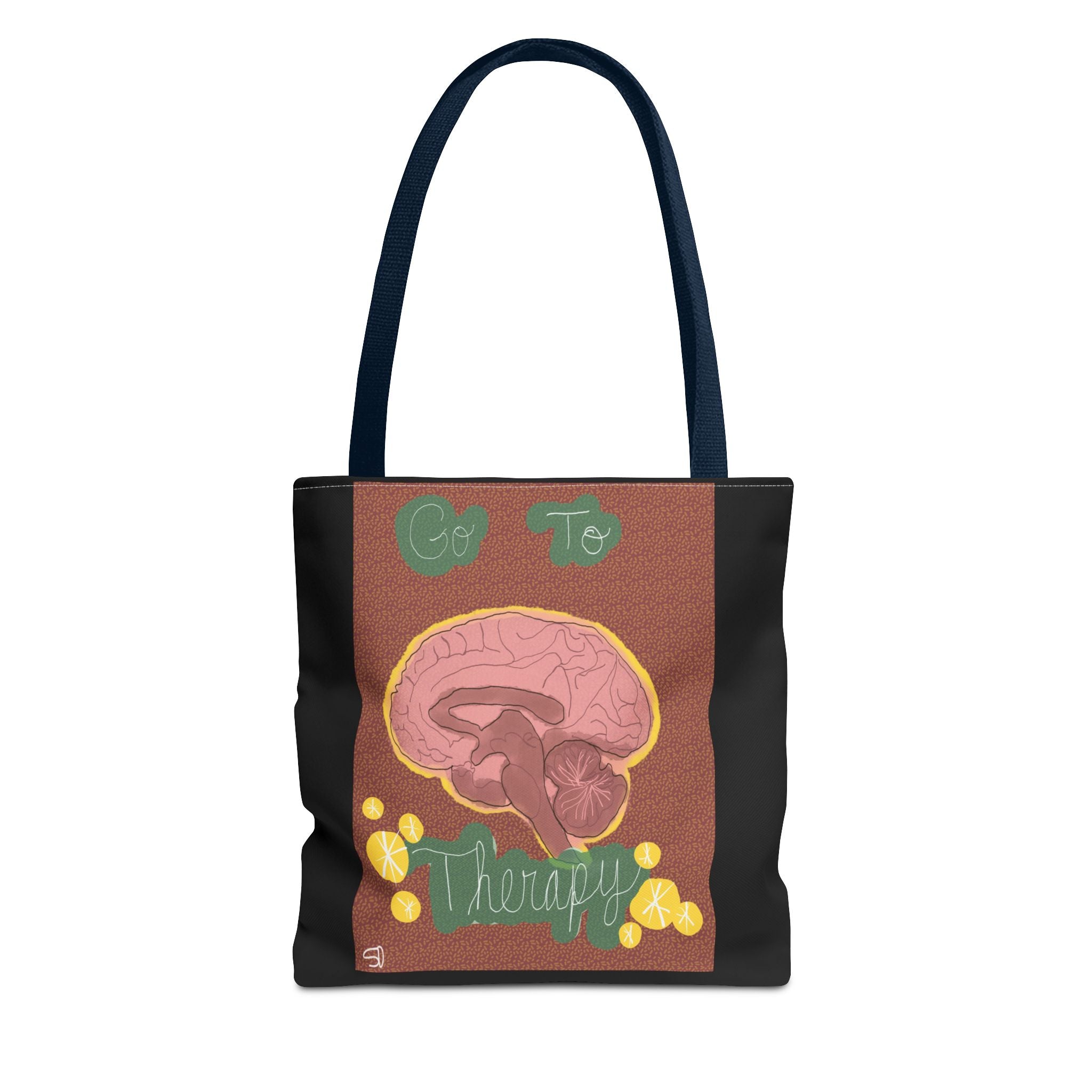 Brain Therapy Tote Bag — 'Go To Therapy' Mental Health Awareness Tote
