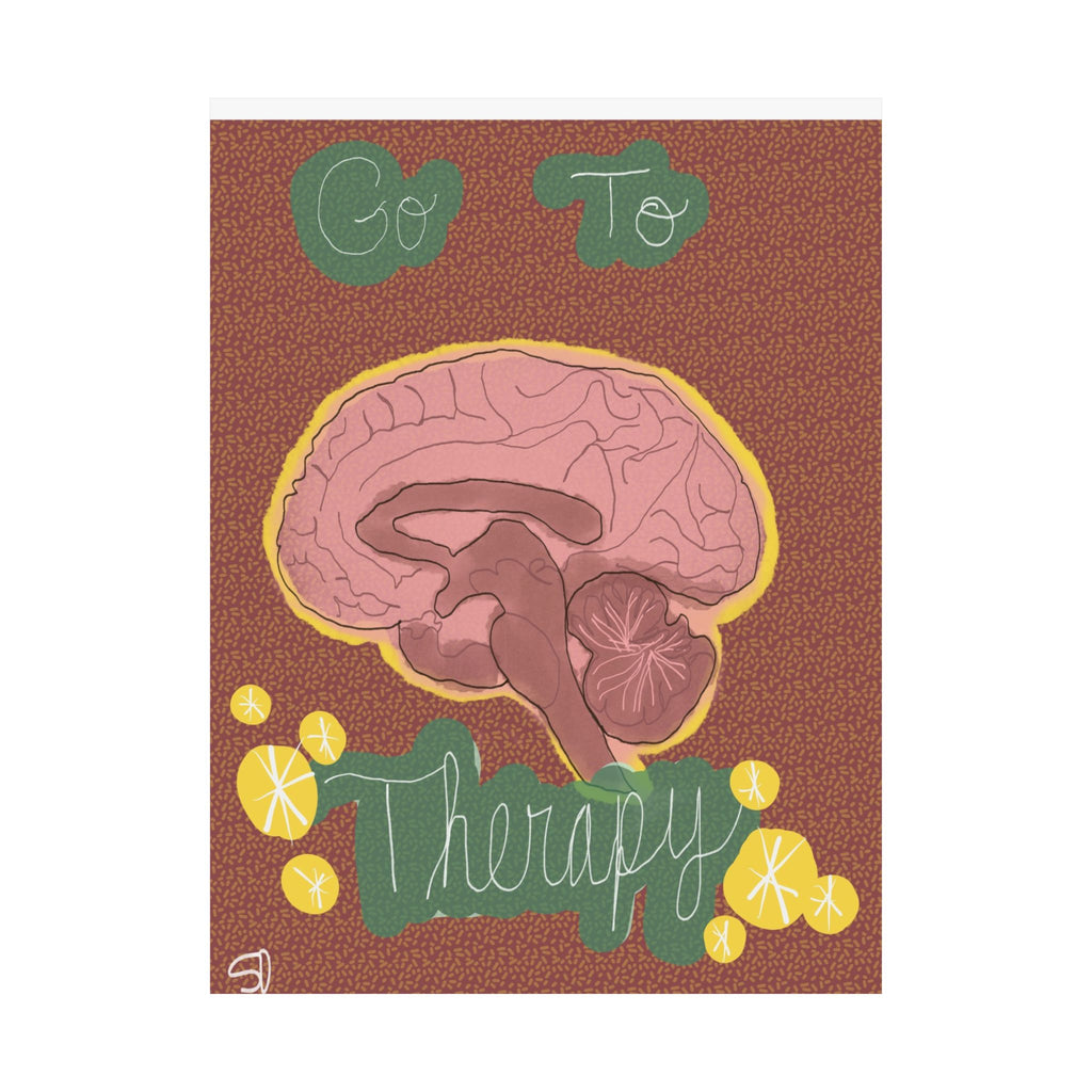 Matte Poster — "Go To Therapy" Brain Art