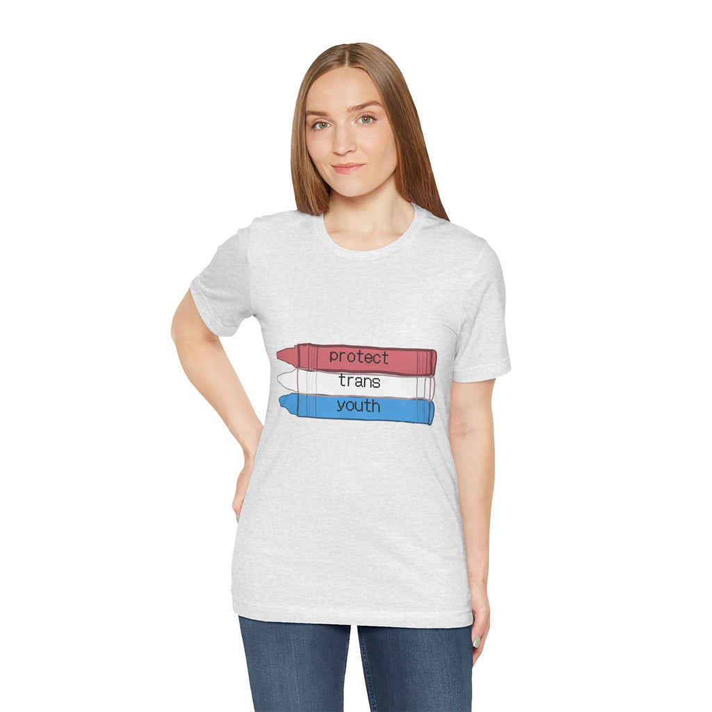 Protect Trans Youth T-Shirt — Transgender Pride Crayon Design