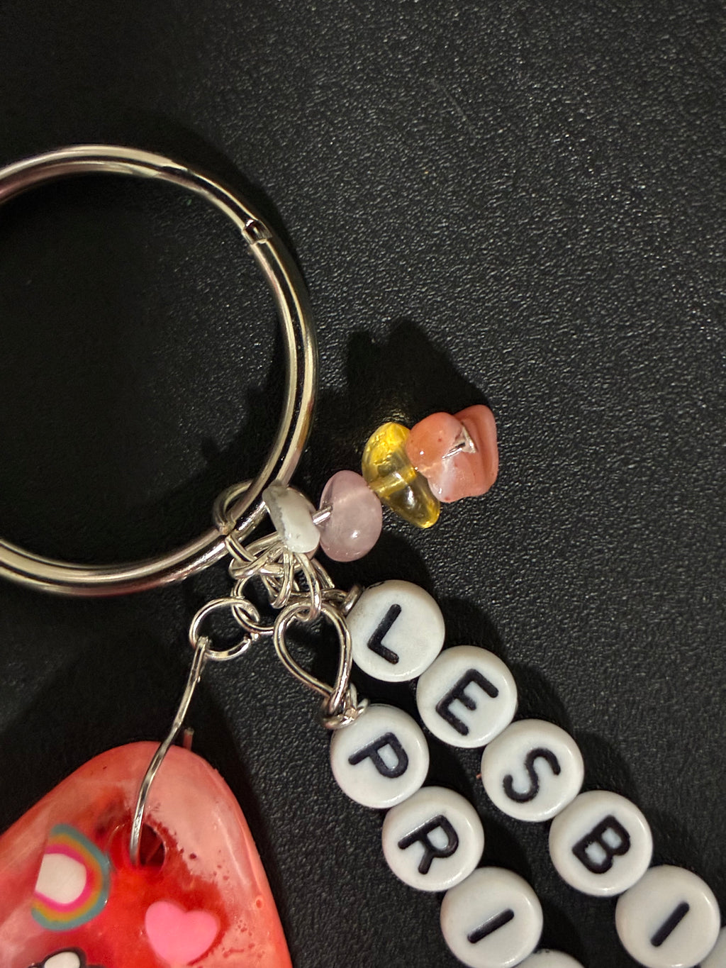 Lesbian pride keychain/bag charm with gemstones
