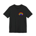 Queer Dads Club T-Shirt — Rainbow Mini Logo Tee for LGBTQ+ Pride