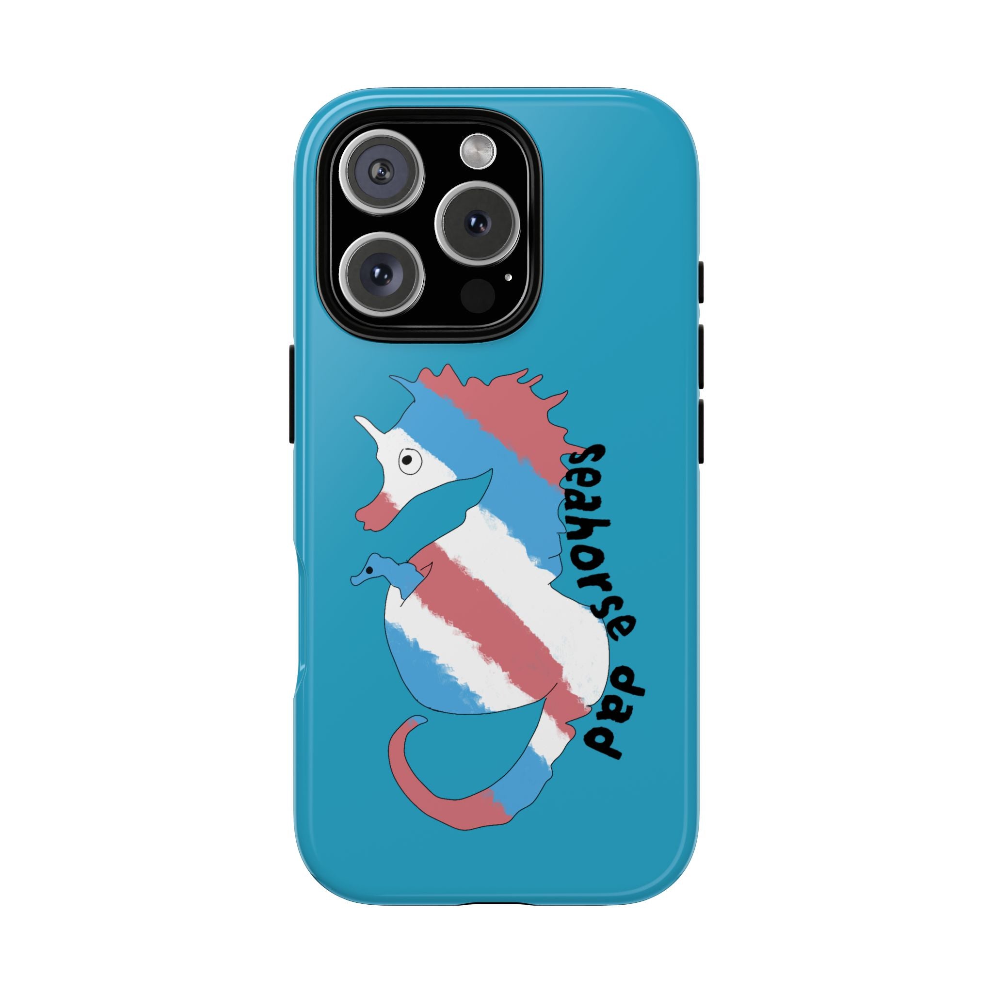 Seahorse Dad Phone Case — Blue Trans Pride Seahorse Protective Cover