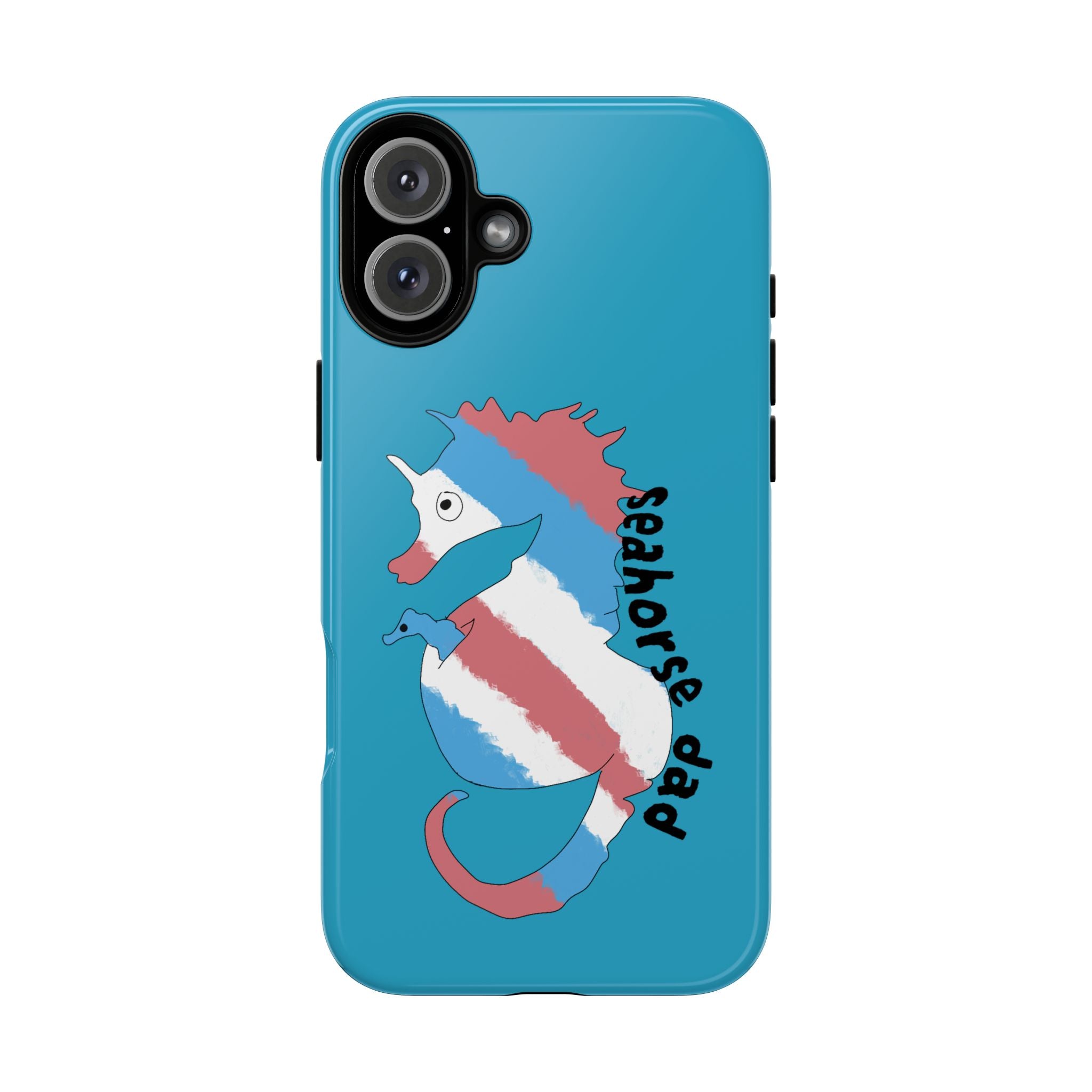 Seahorse Dad Phone Case — Blue Trans Pride Seahorse Protective Cover