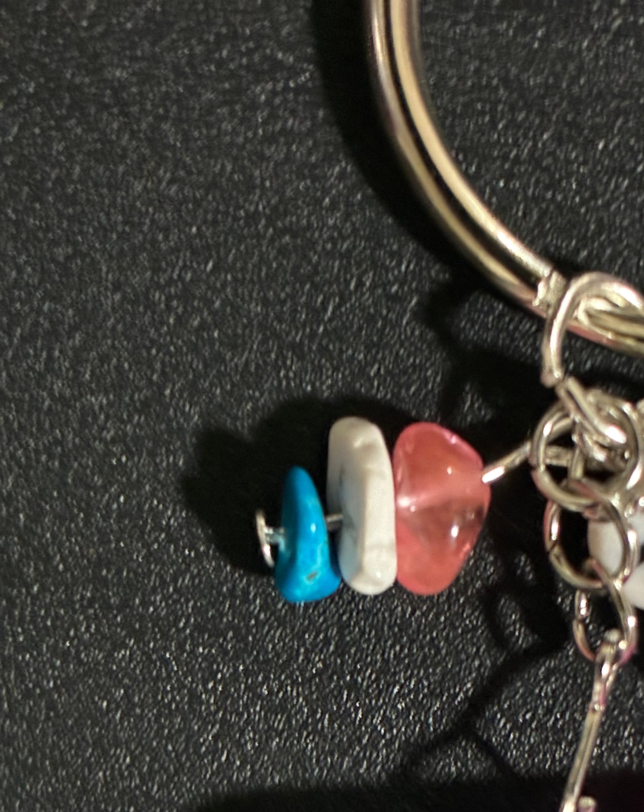 Transgender pride bag charm/keychain with gemstones
