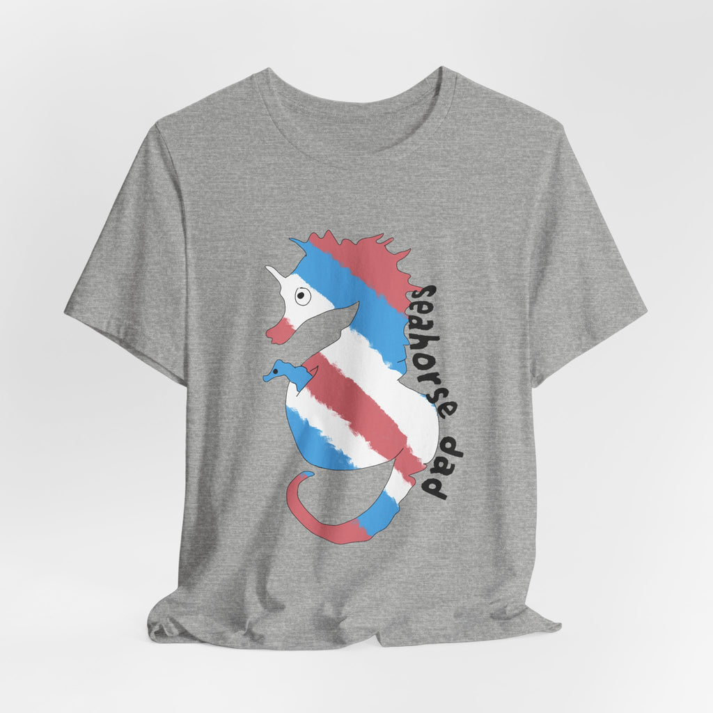 Seahorse Dad T‑Shirt —trans pride Seahorse Father's Day Tee