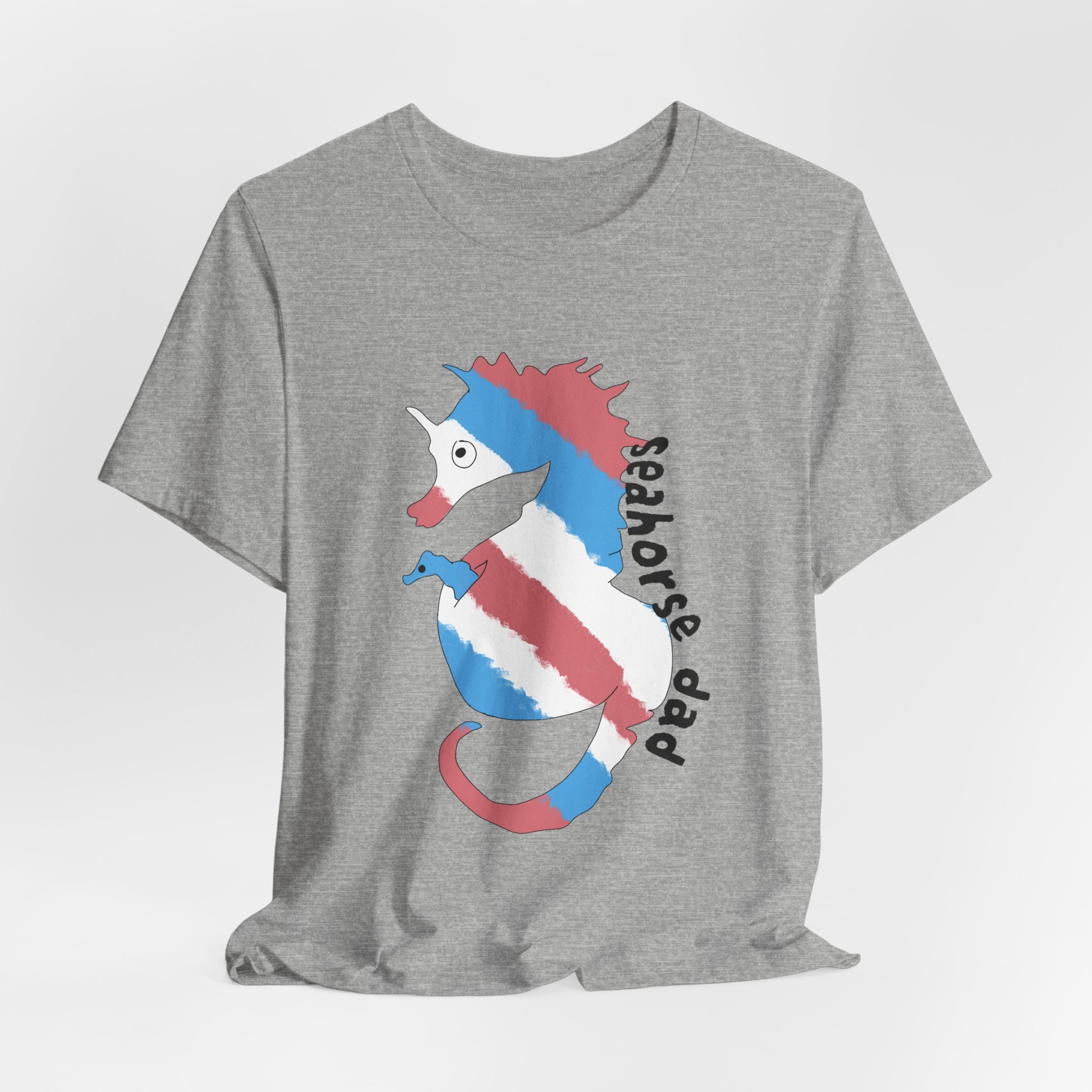 Seahorse Dad T‑Shirt —trans pride Seahorse Father's Day Tee
