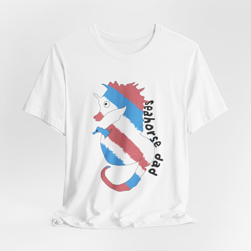 Seahorse Dad T‑Shirt —trans pride Seahorse Father's Day Tee