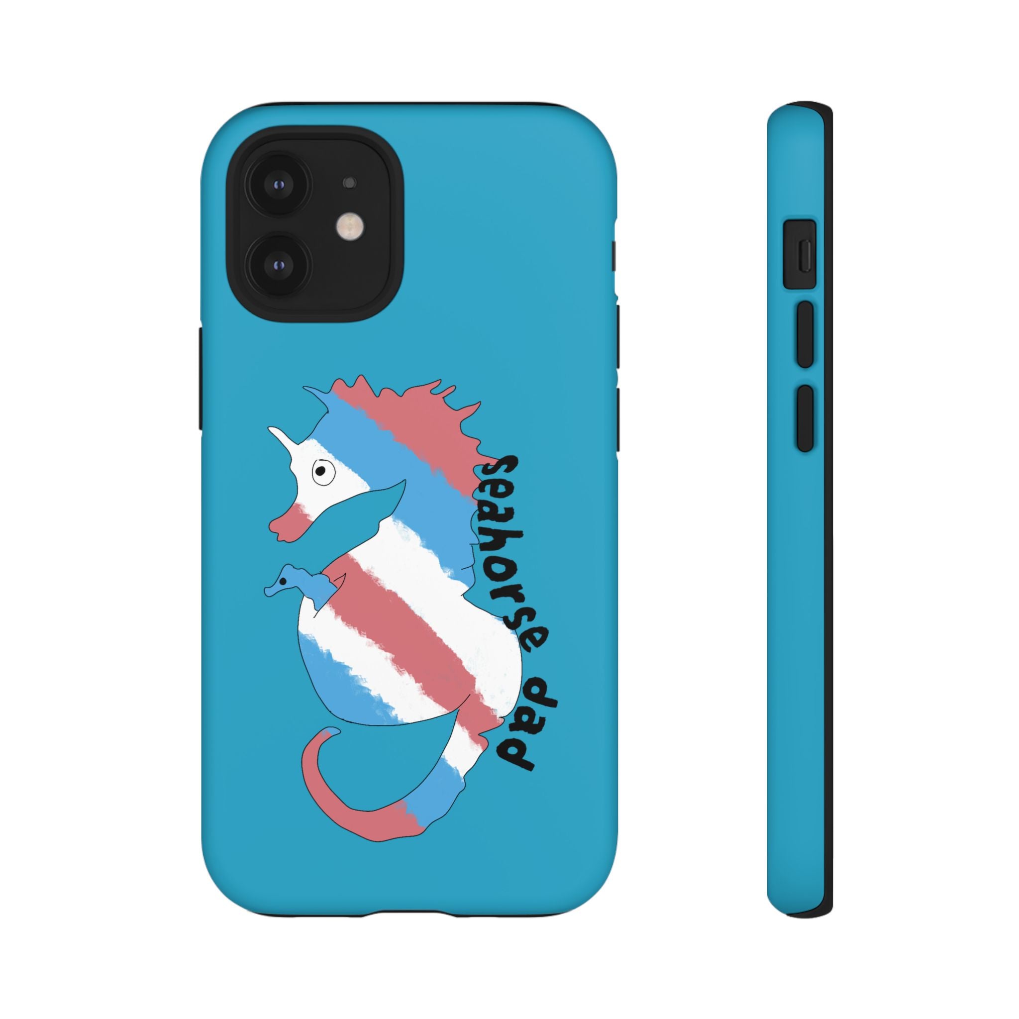 Seahorse Dad Phone Case — Blue Trans Pride Seahorse Protective Cover