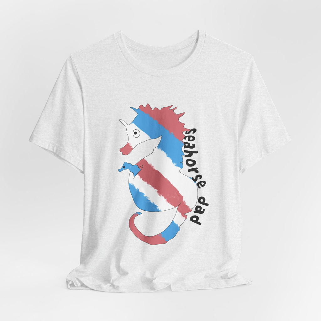 Seahorse Dad T‑Shirt —trans pride Seahorse Father's Day Tee