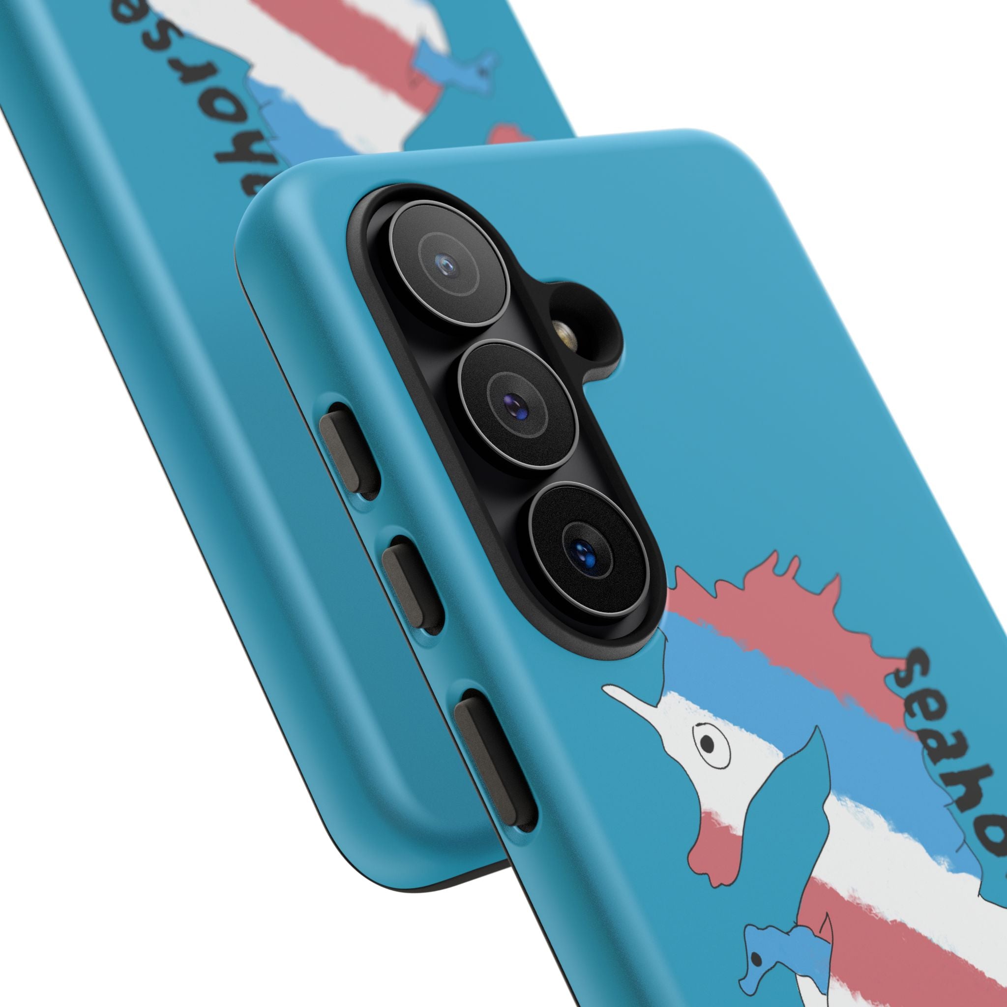 Seahorse Dad Phone Case — Blue Trans Pride Seahorse Protective Cover