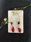 Anatomical beaded heart dangle earrings