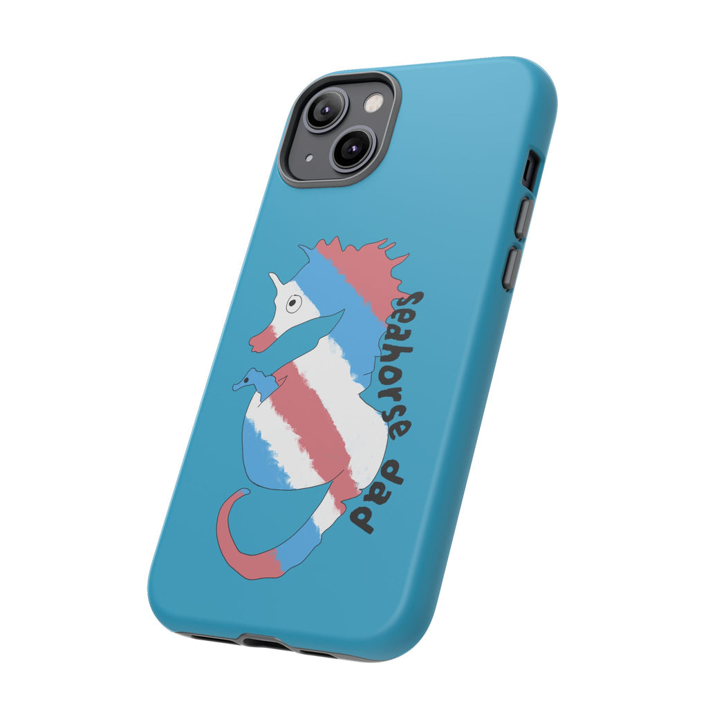 Seahorse Dad Phone Case — Blue Trans Pride Seahorse Protective Cover