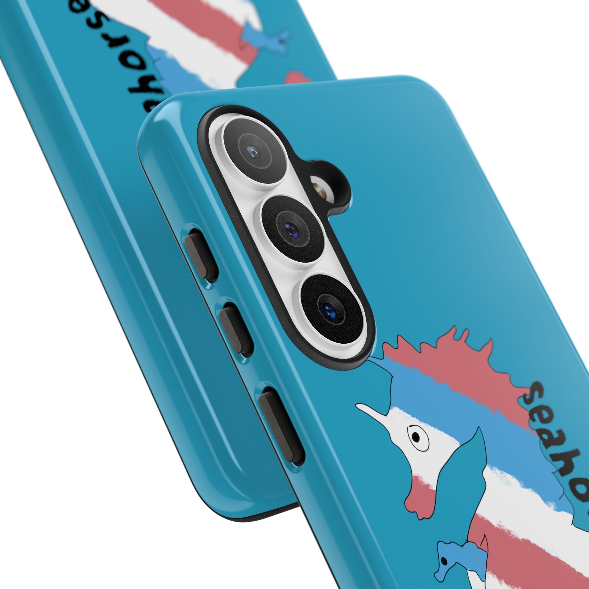 Seahorse Dad Phone Case — Blue Trans Pride Seahorse Protective Cover