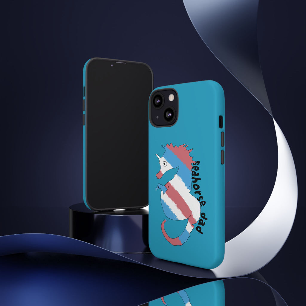 Seahorse Dad Phone Case — Blue Trans Pride Seahorse Protective Cover