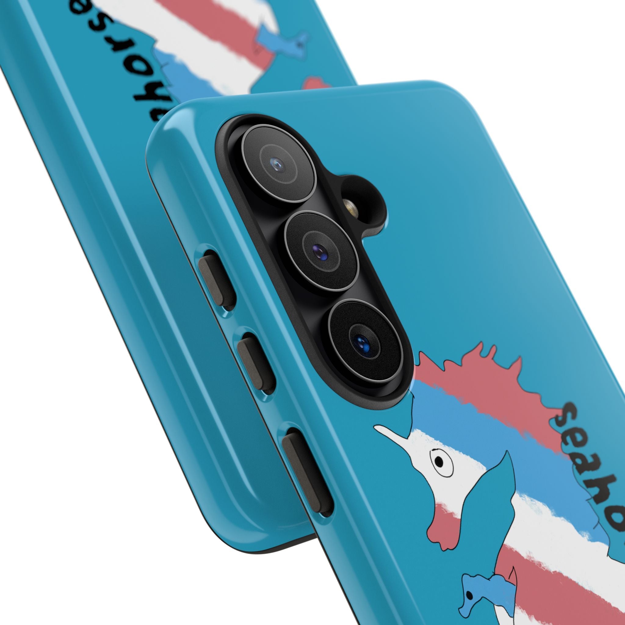 Seahorse Dad Phone Case — Blue Trans Pride Seahorse Protective Cover