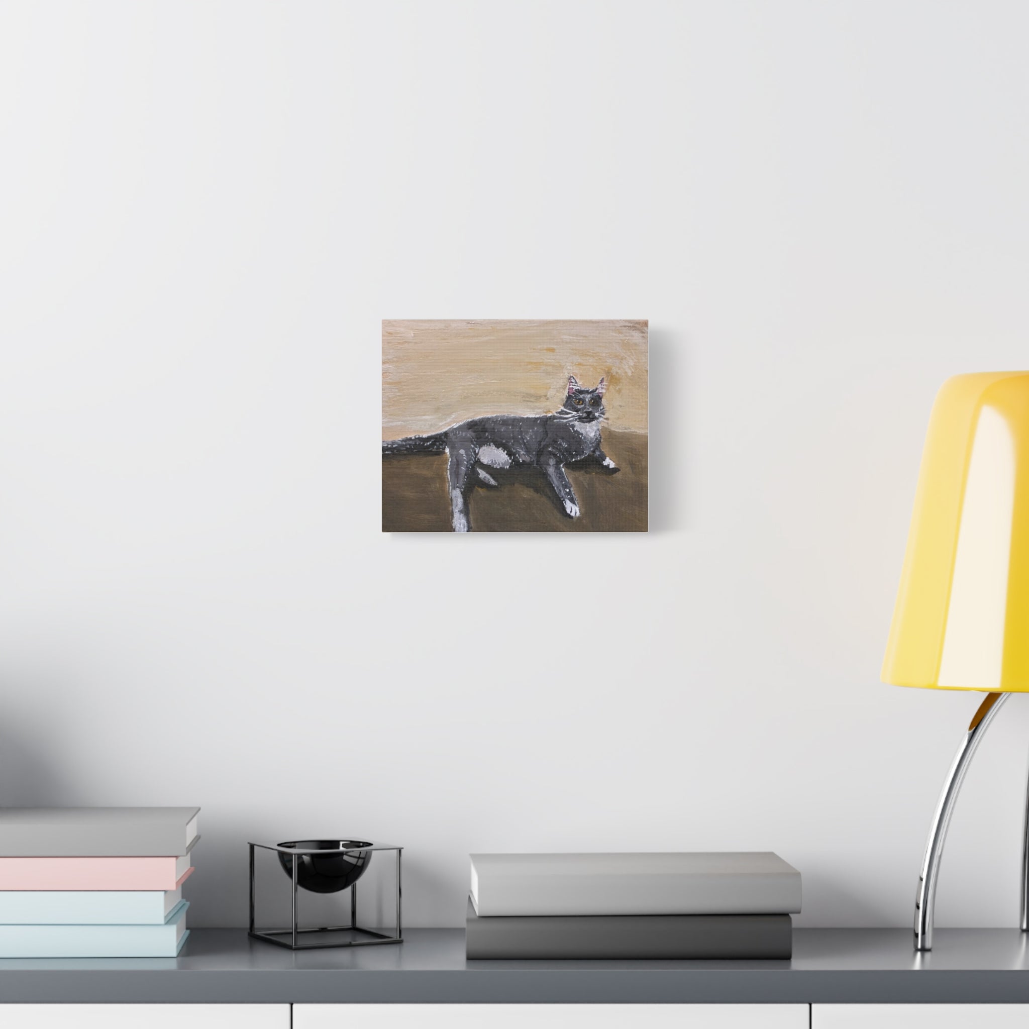 Grey Cat Painting Canvas Print — Matte Stretched Wall Art