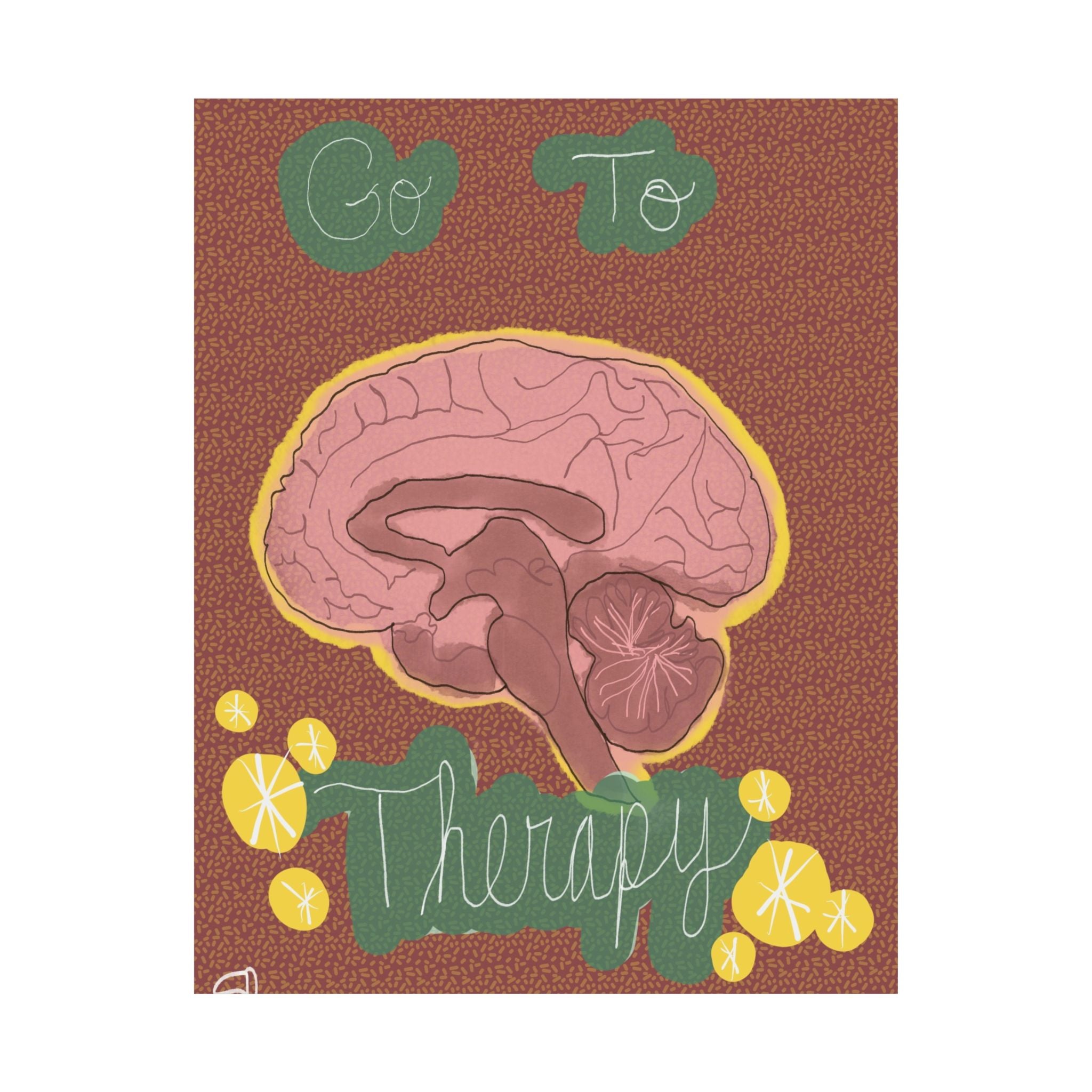 Matte Poster — "Go To Therapy" Brain Art