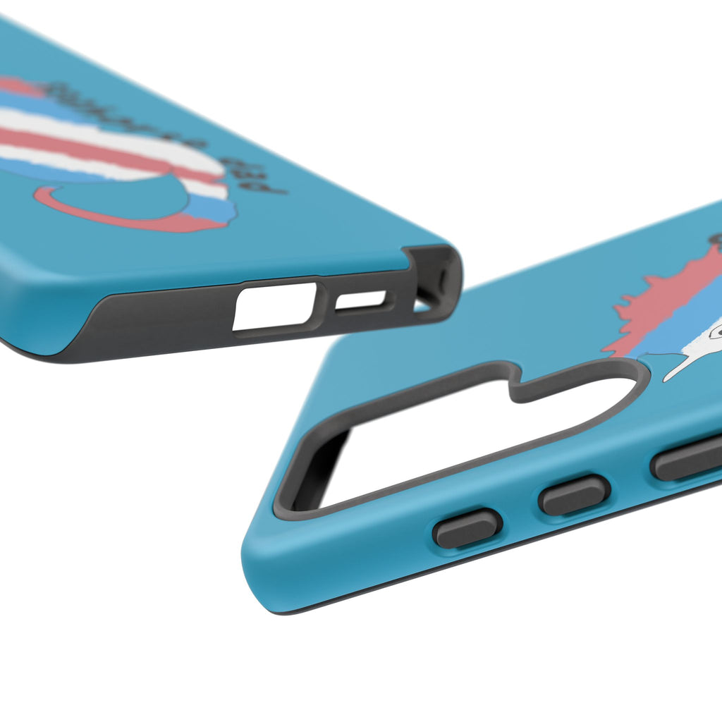 Seahorse Dad Phone Case — Blue Trans Pride Seahorse Protective Cover