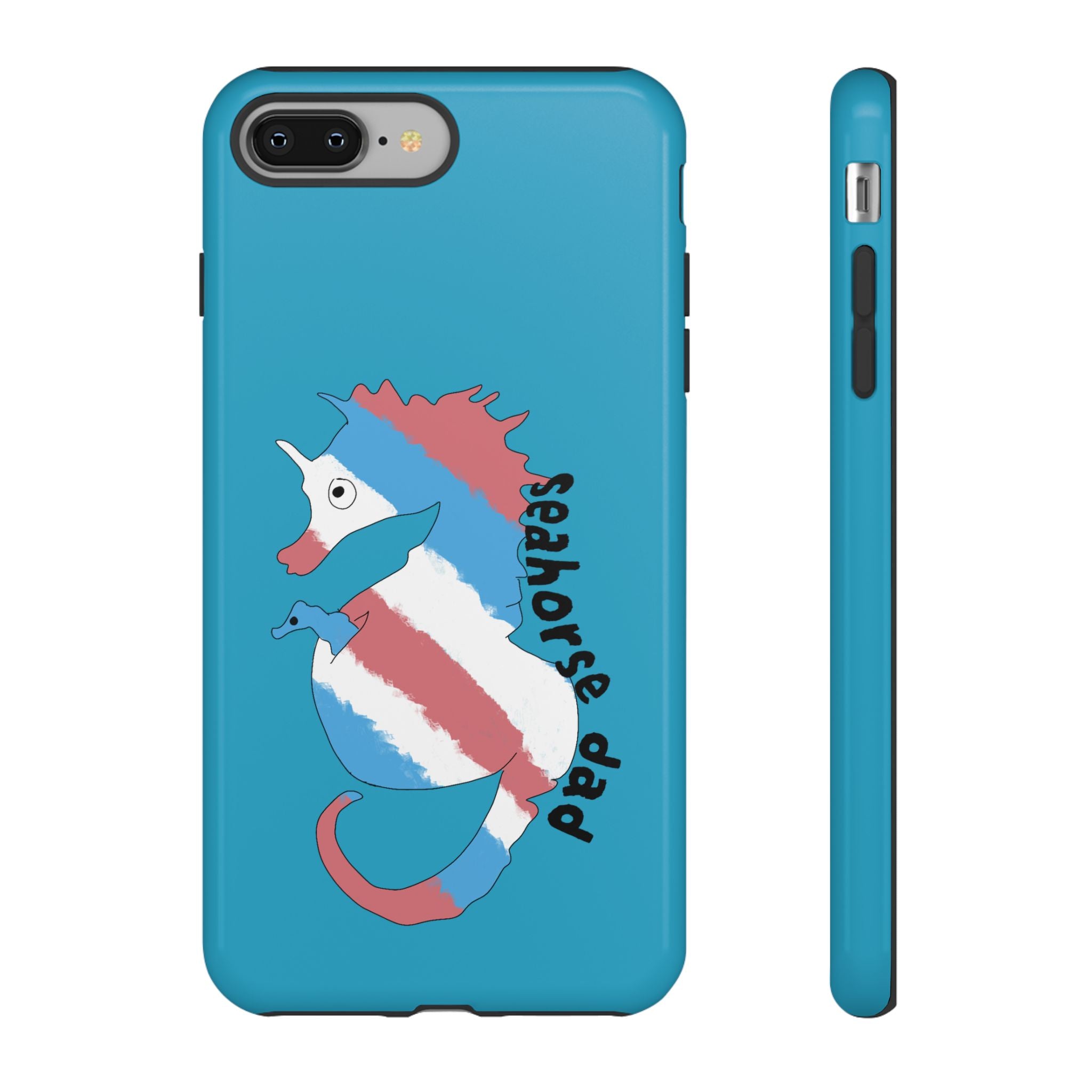 Seahorse Dad Phone Case — Blue Trans Pride Seahorse Protective Cover