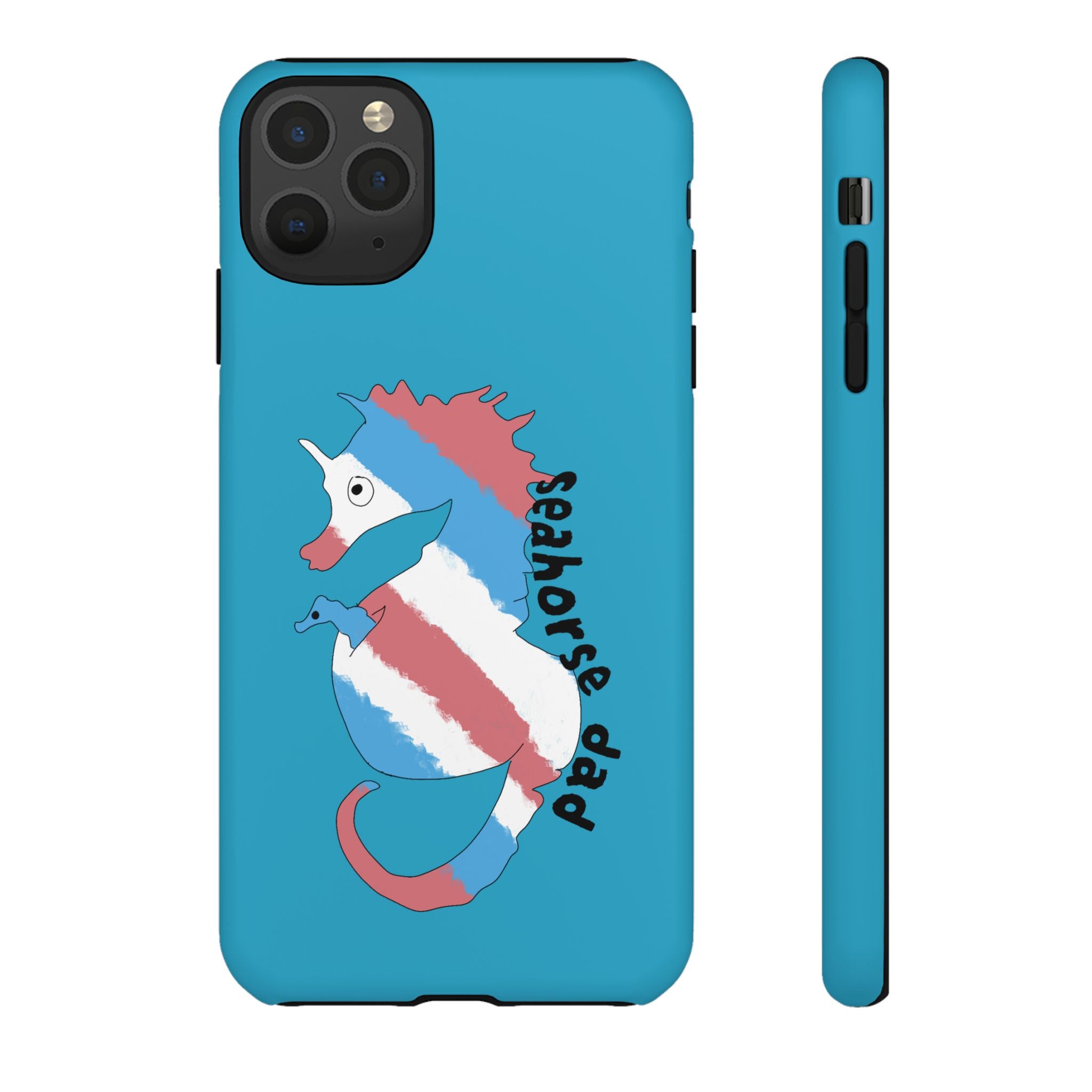 Seahorse Dad Phone Case — Blue Trans Pride Seahorse Protective Cover