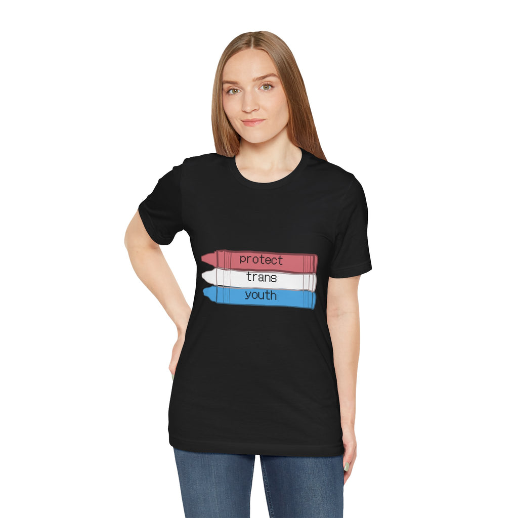 Protect Trans Youth T-Shirt — Transgender Pride Crayon Design