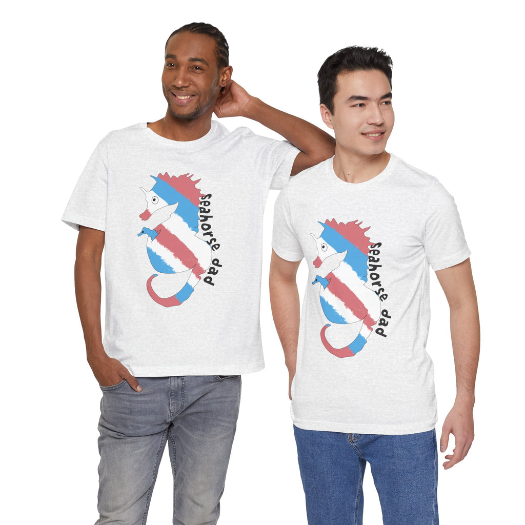 Seahorse Dad T‑Shirt —trans pride Seahorse Father's Day Tee