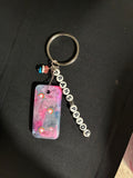 Transgender pride bag charm/keychain with gemstones