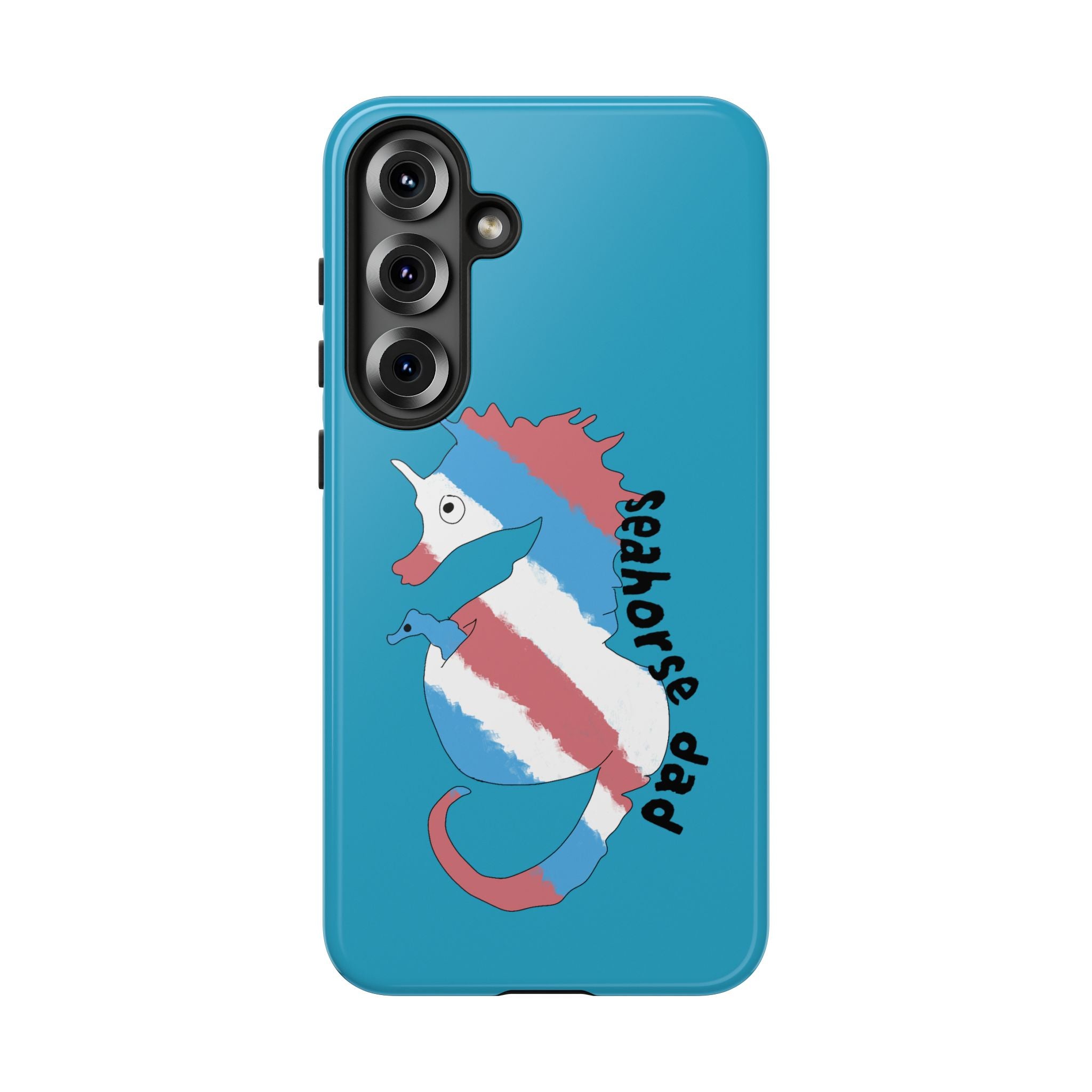 Seahorse Dad Phone Case — Blue Trans Pride Seahorse Protective Cover