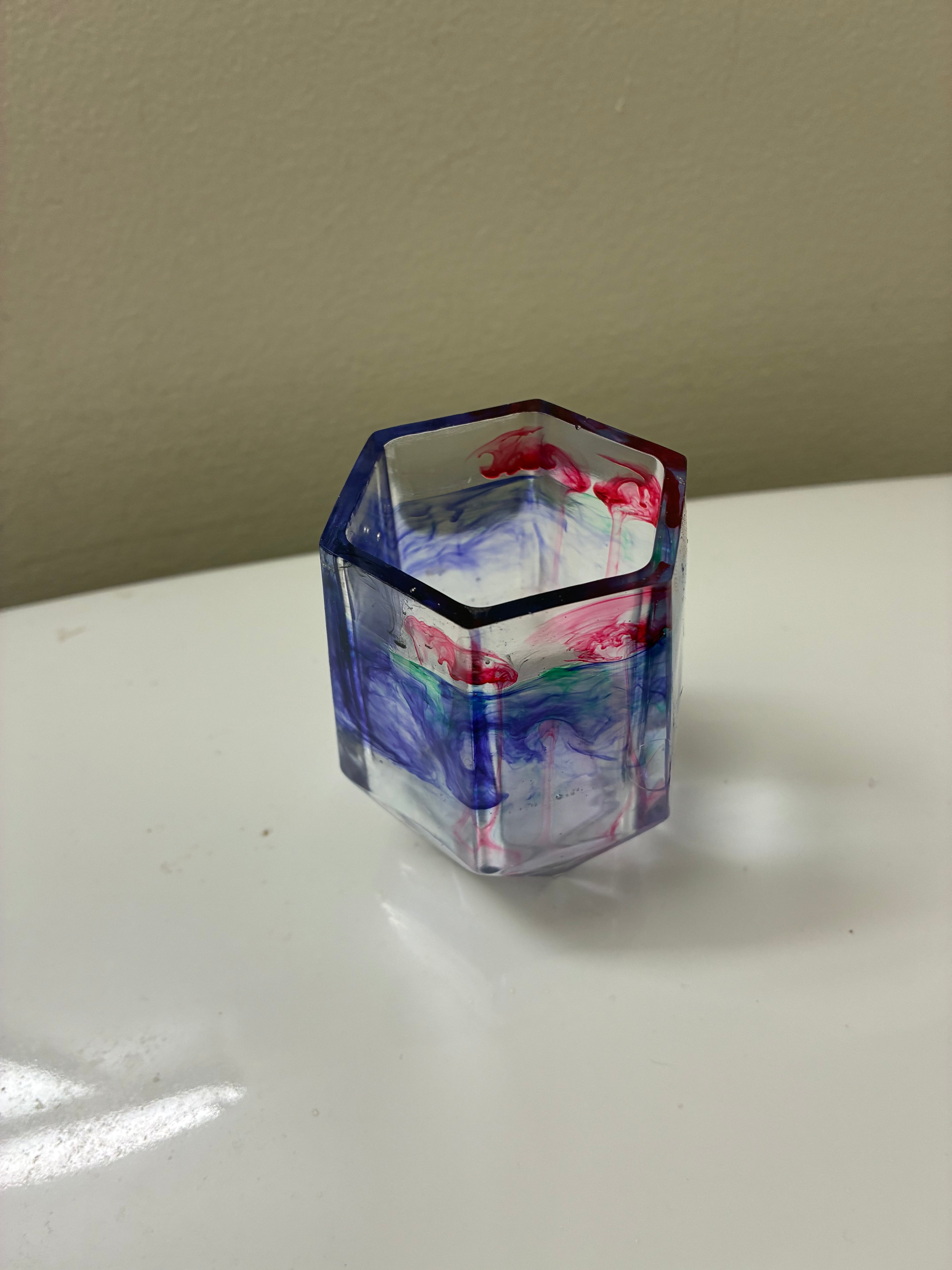 Color swirl pen holder, flower vessel, trinket cup