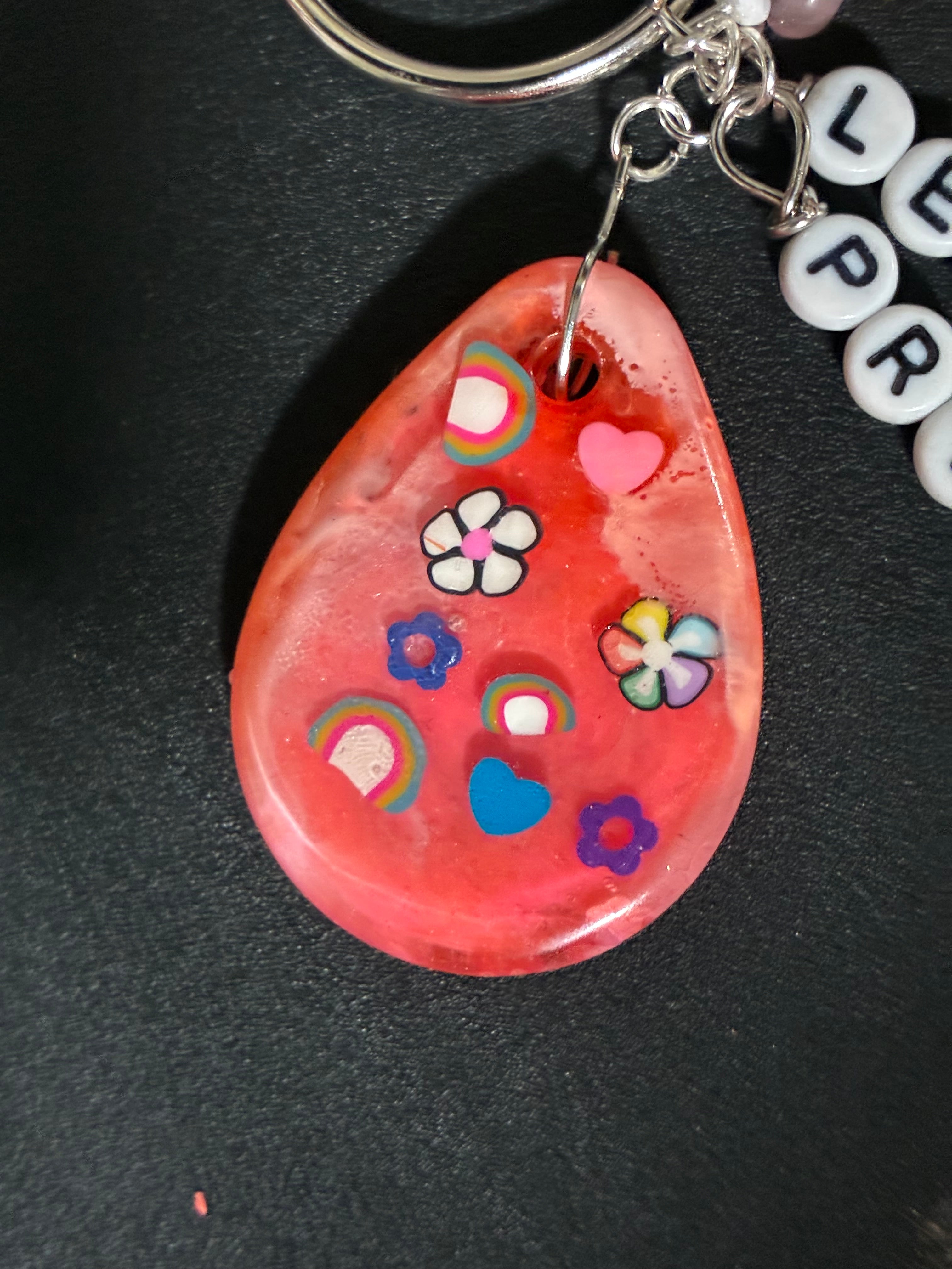 Lesbian pride keychain/bag charm with gemstones